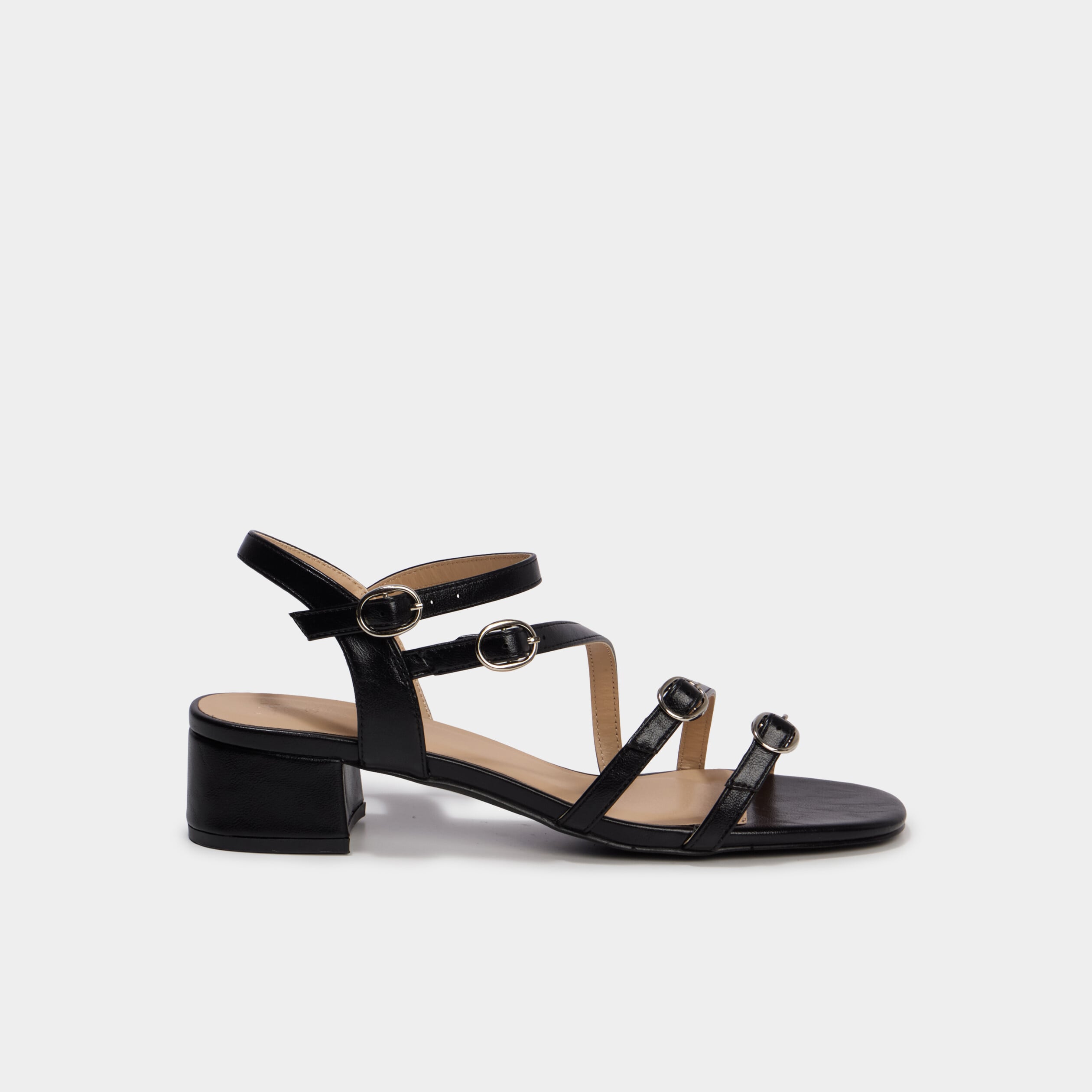 Sandales multibrides &agrave; talons noir femme