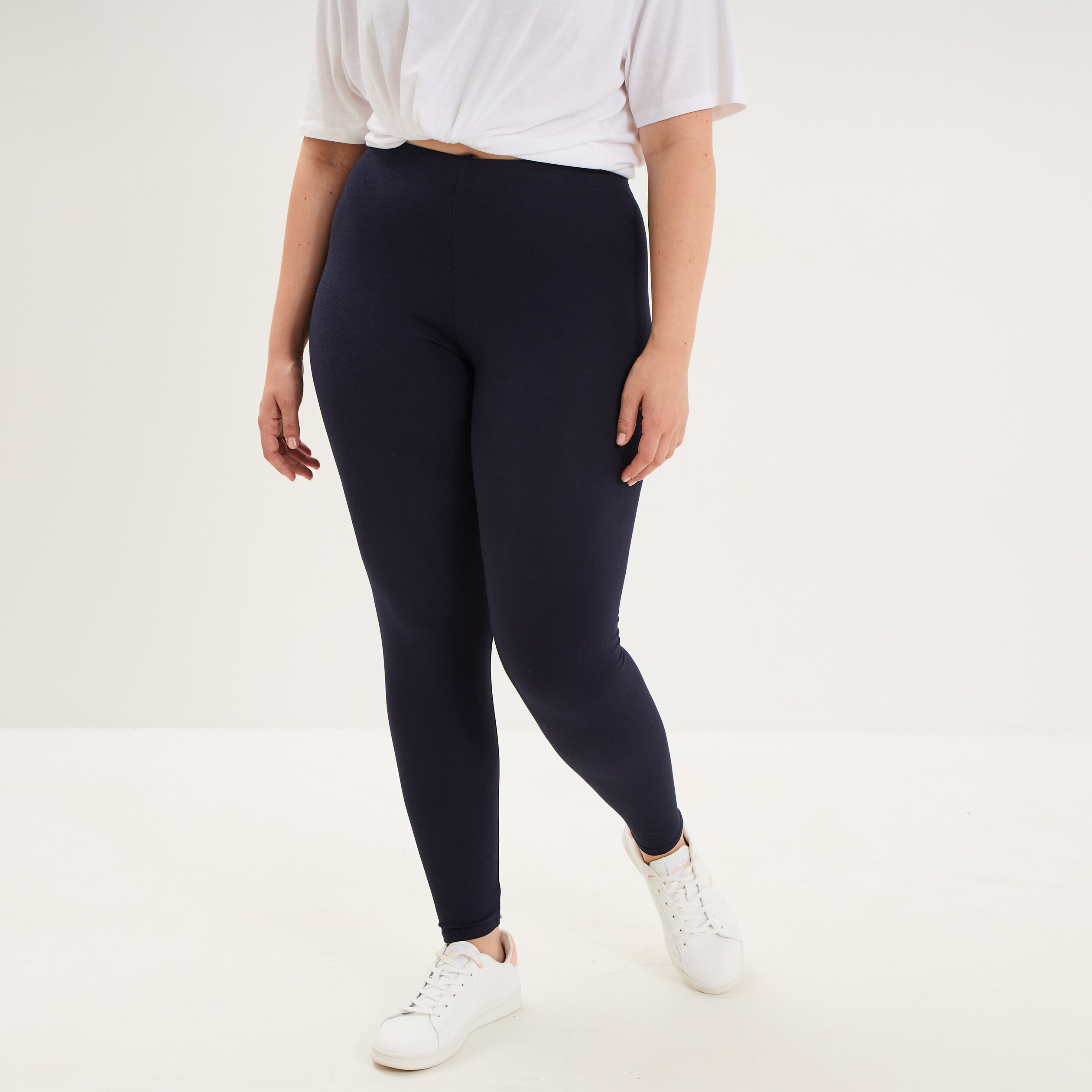 Legging avec taille &eacute;lastiqu&eacute;e bleu marine femme grande taille