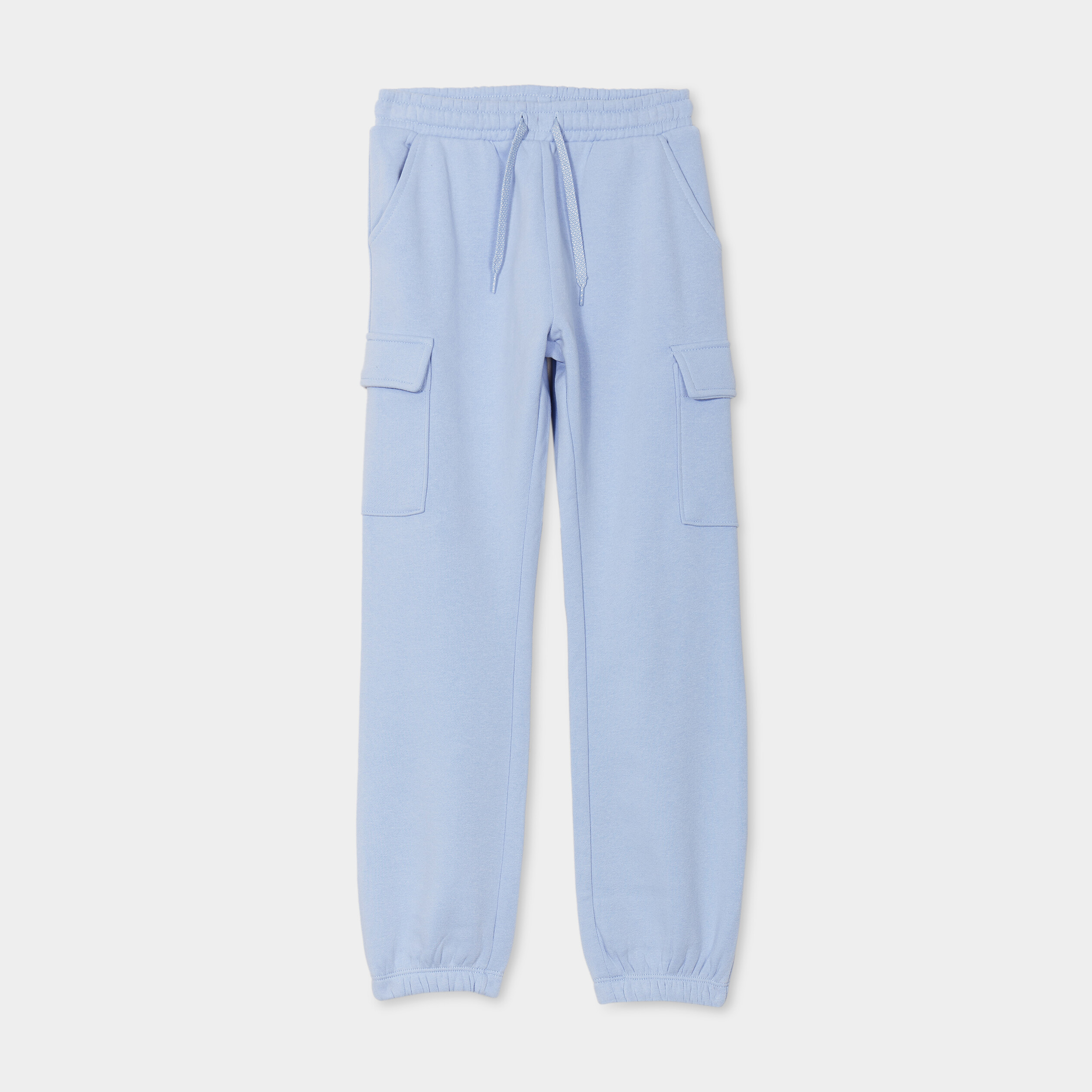 Pantalon de jogging cargo molletonn&eacute; bleu clair fille