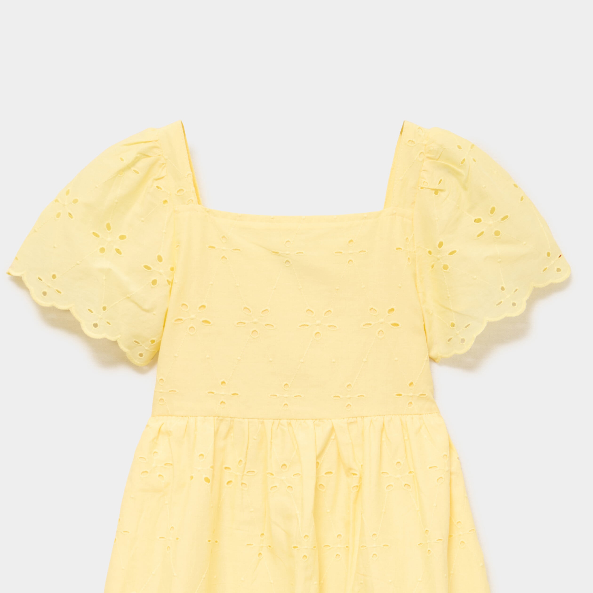 Robe c&eacute;r&eacute;monie broderie anglaise smock&eacute; jaune clair fille