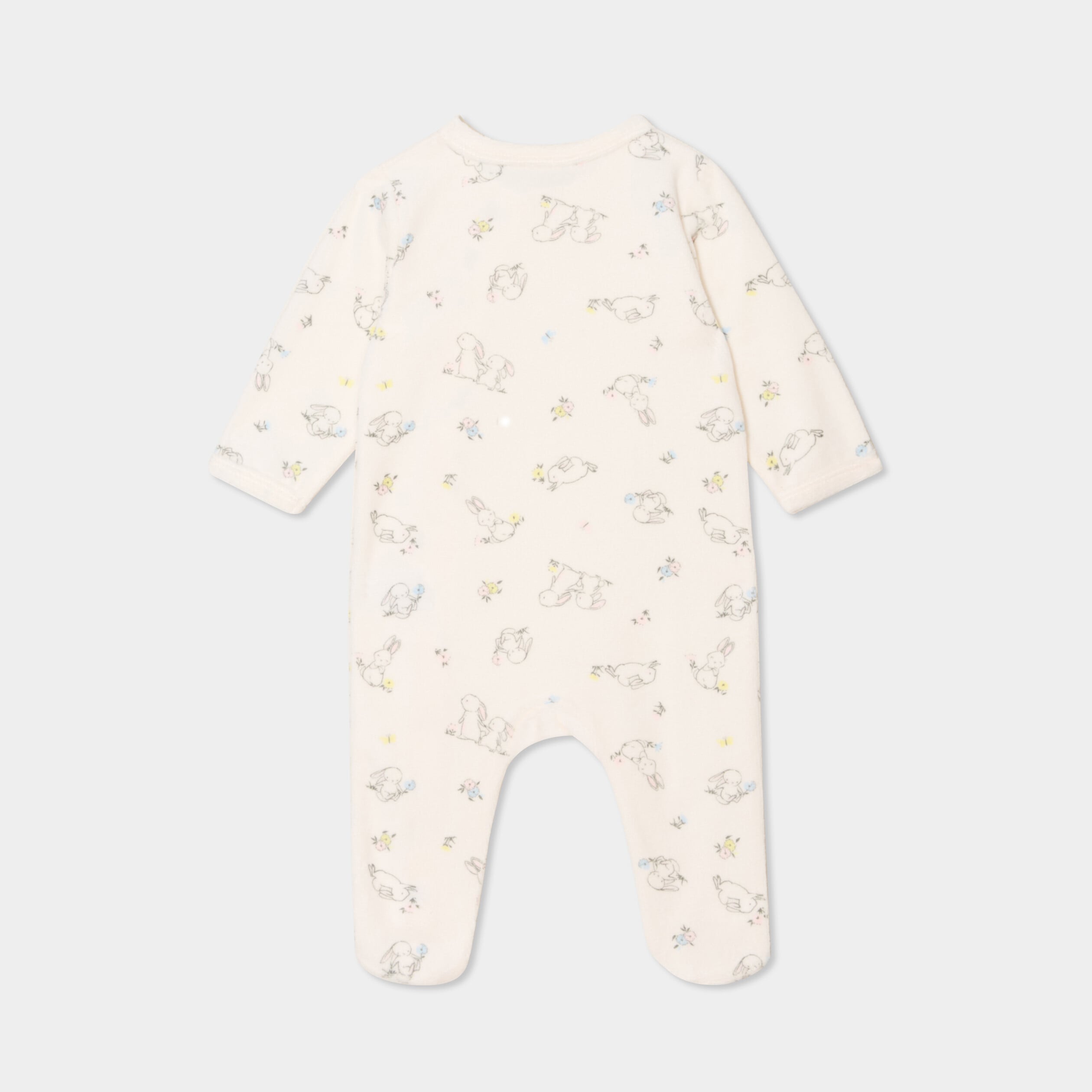 Dors-bien effet velours manches longues creme b&eacute;b&eacute;