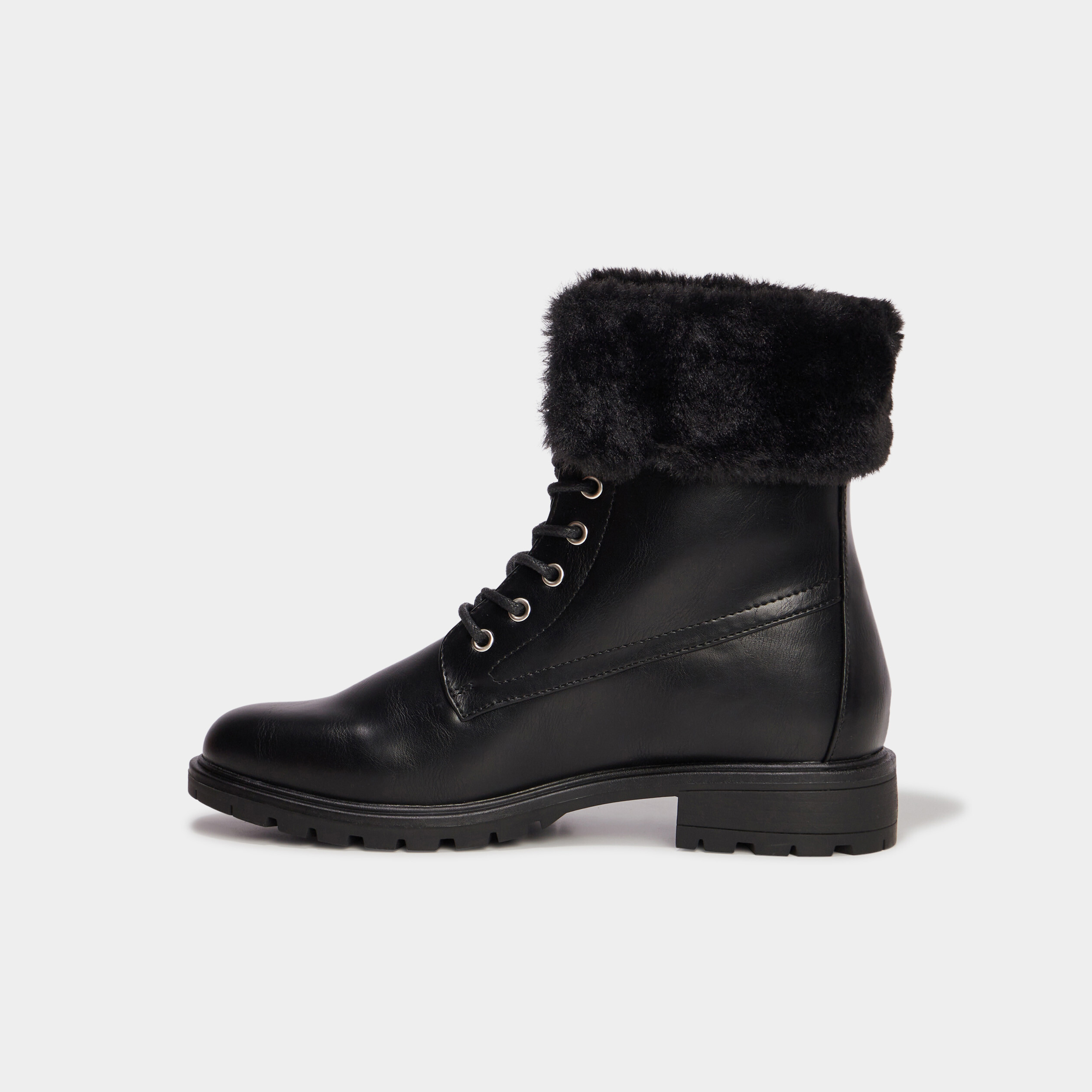 bottines avec bord fausse fourrure noir femme Bottines avec bord fausse fourrure noir femme