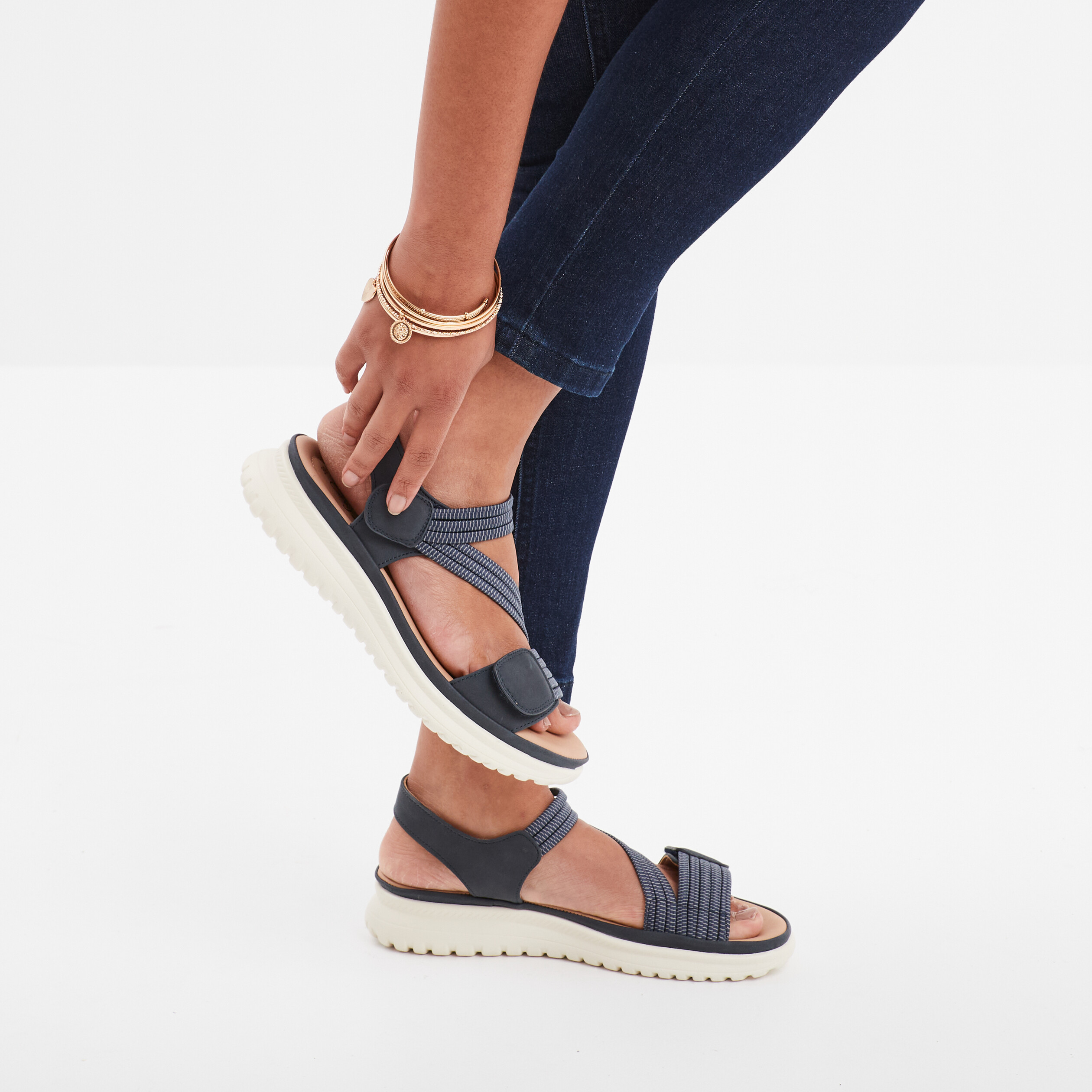 Sandales De Marche Femme - Coupe Large - Cuir Souple - Semelle Compensée Confort - Orthopédiques - Taille 41