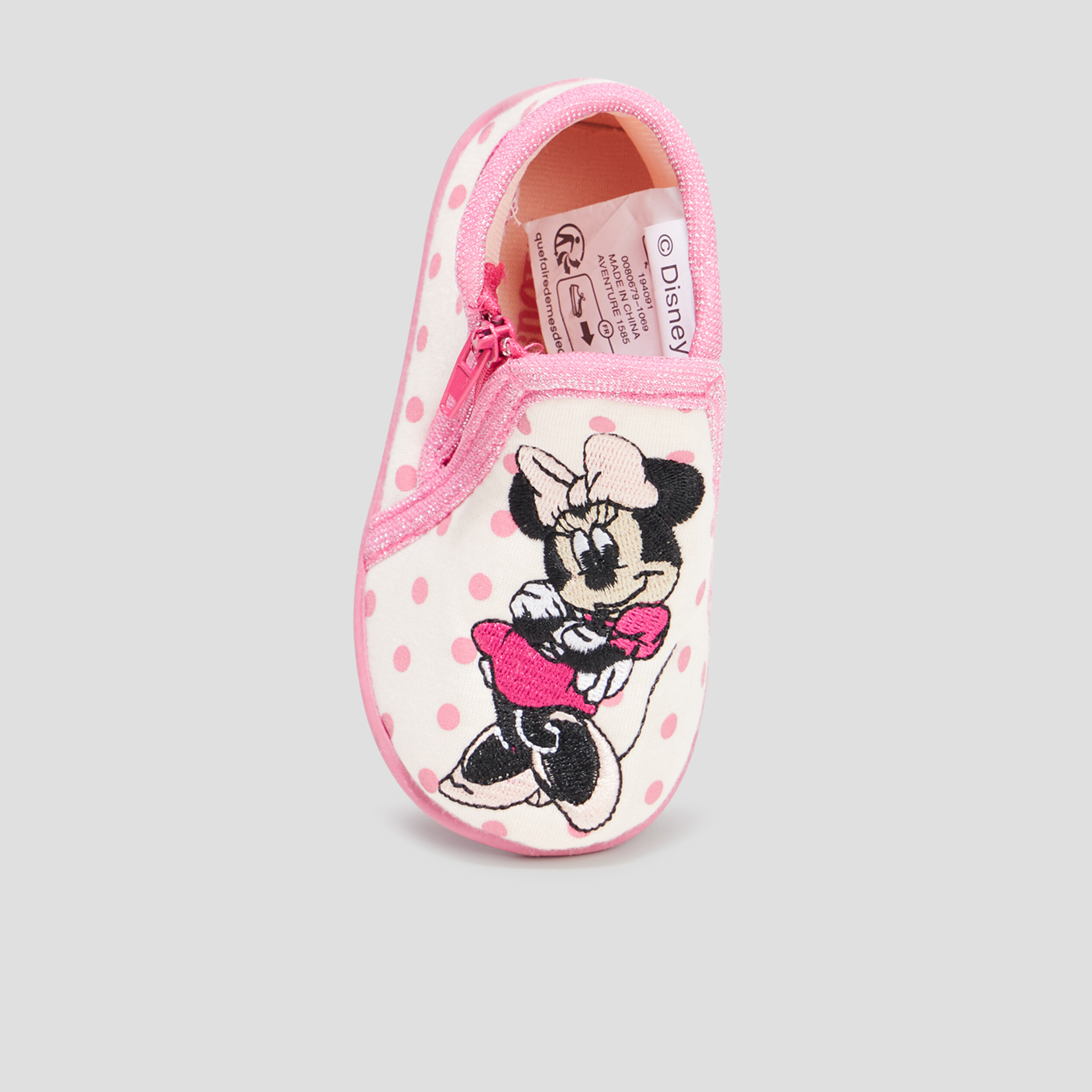 chaussons bottillons zippes minnie rose bebef Chaussons bottillons zippés Minnie rose bébé fille