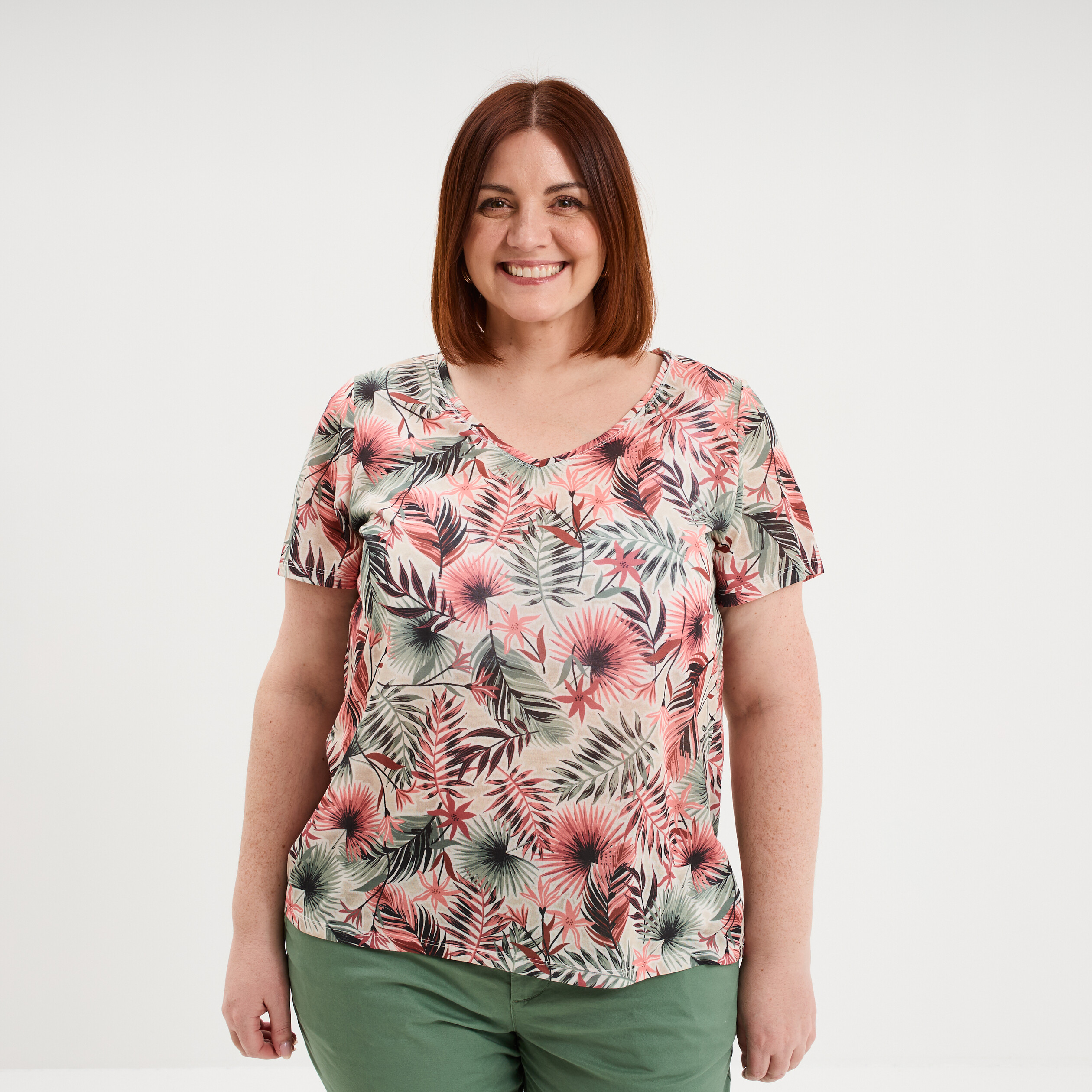T-shirt manches courtes beige femme grande taille