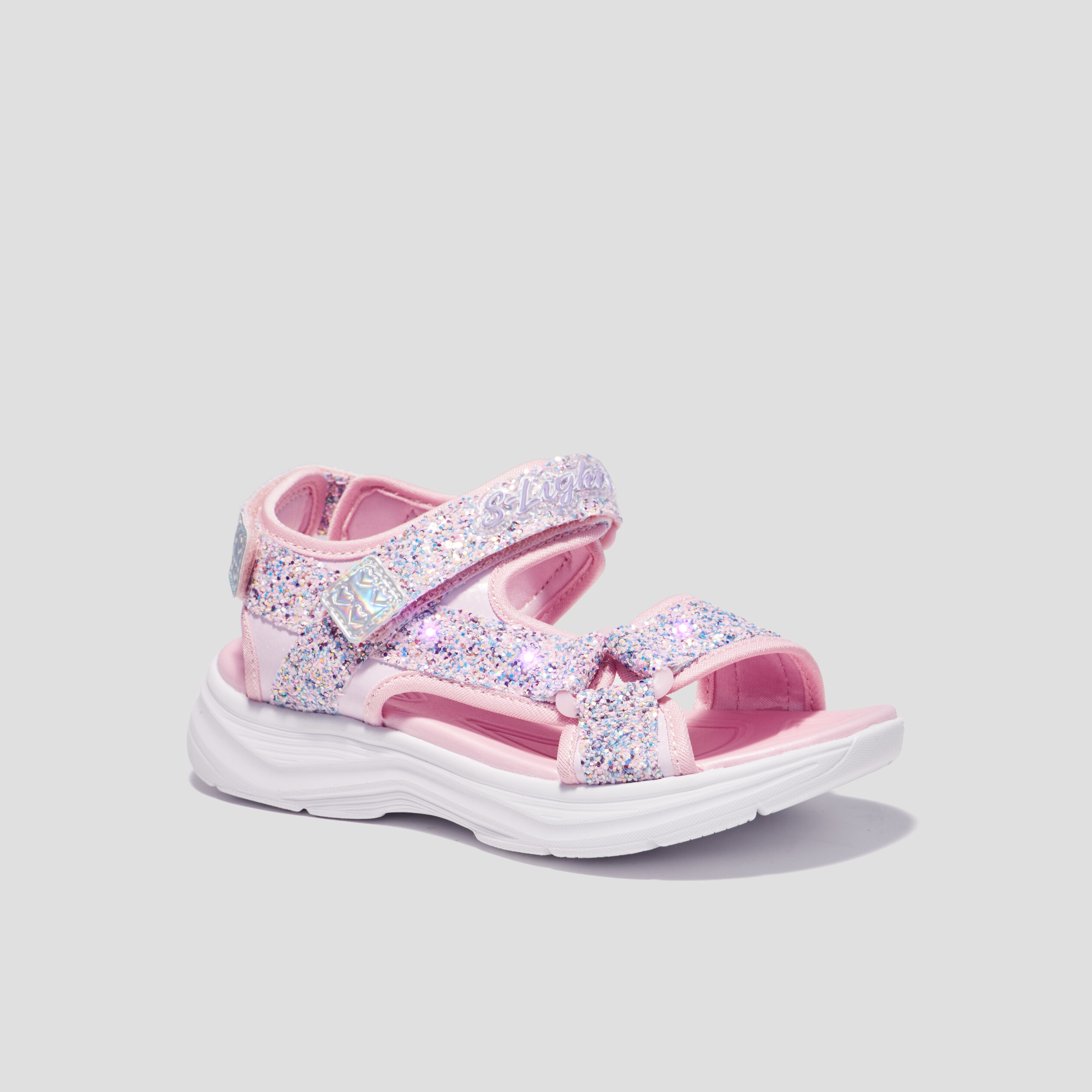 sandales a scratchs lumineuses skechers rose clair fille Sandales à scratchs lumineuses Skechers rose clair fille