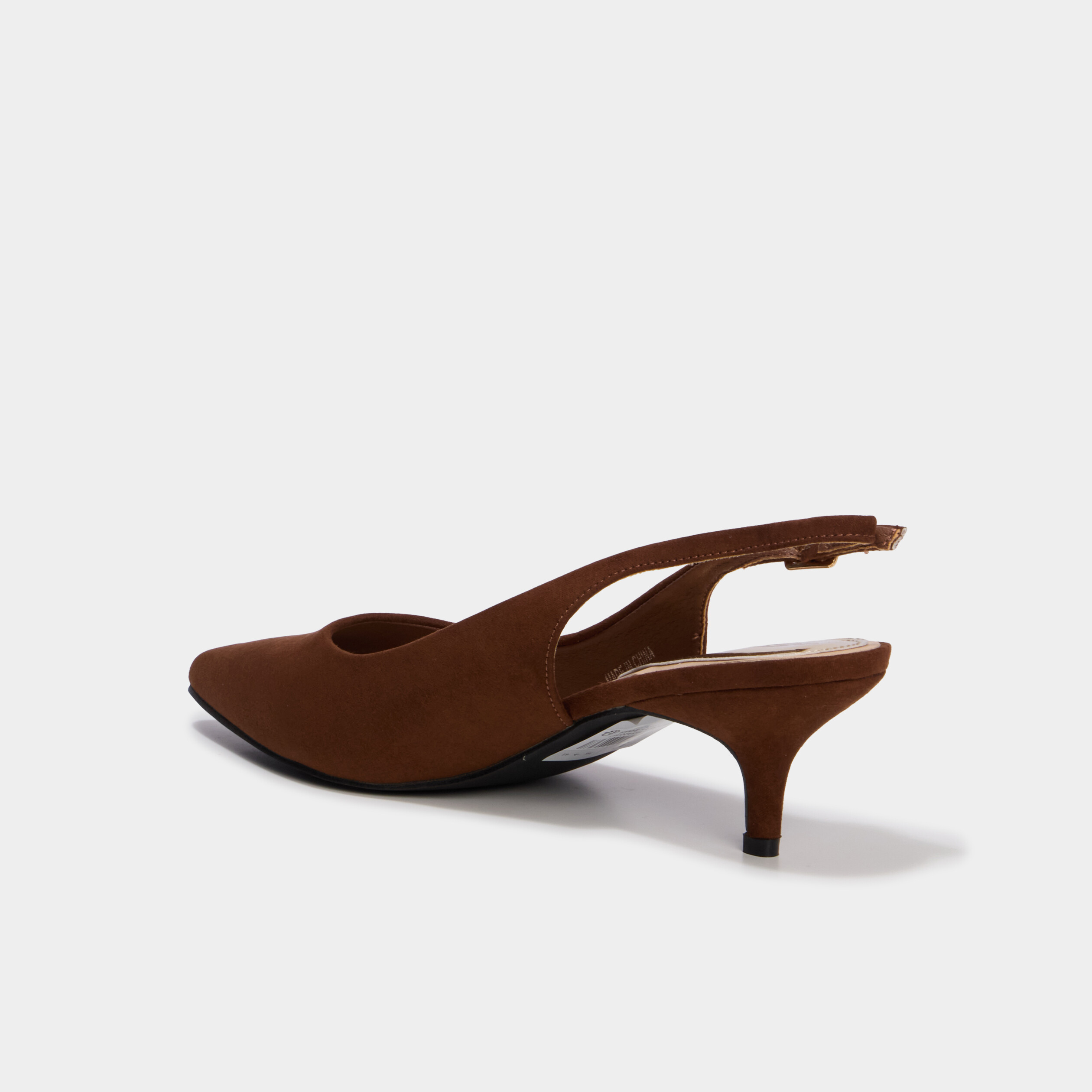 Escarpins slingback &agrave; talons aiguilles marron fonc&eacute; femme