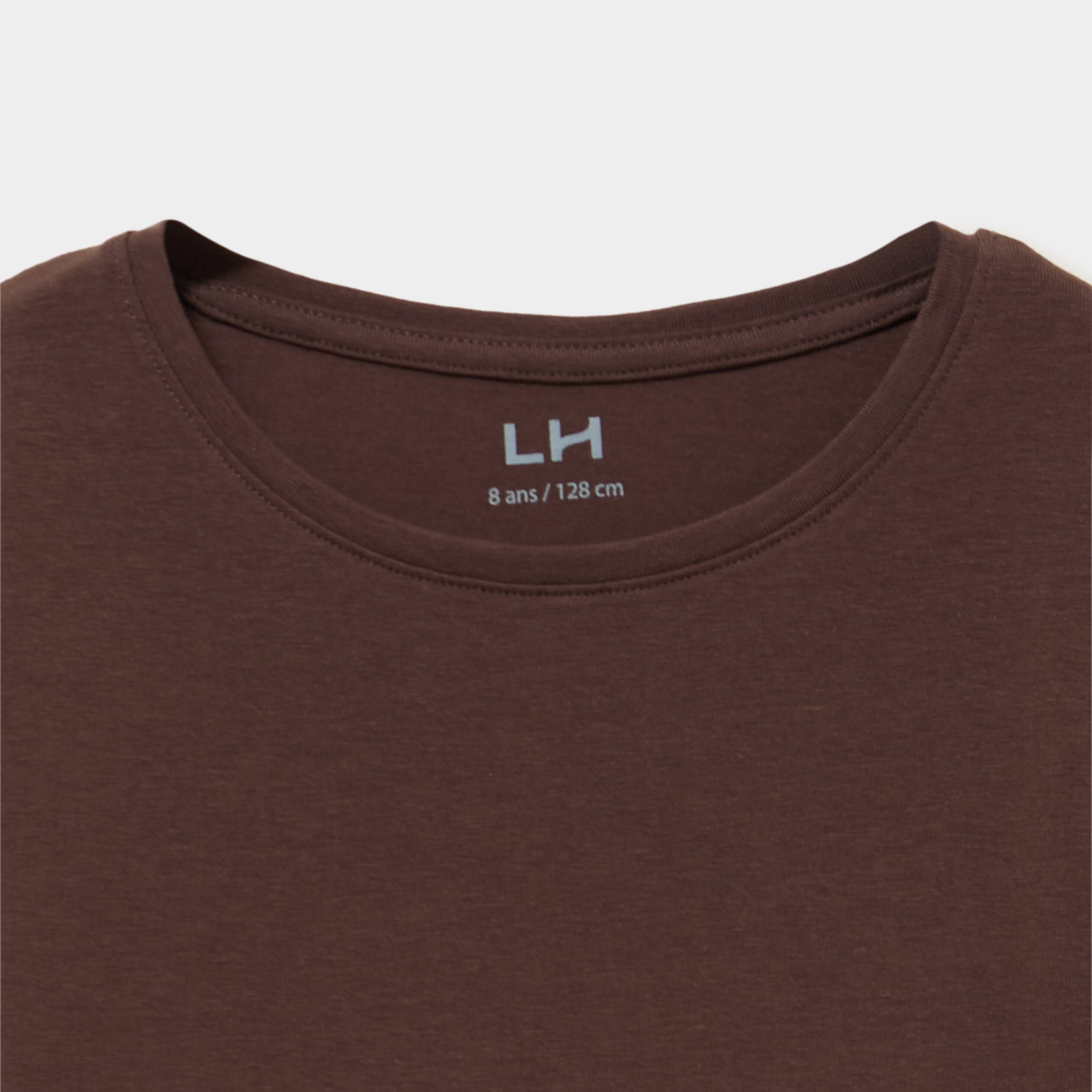 T-shirt coton manches longues &agrave; fronces marron fonc&eacute; fille