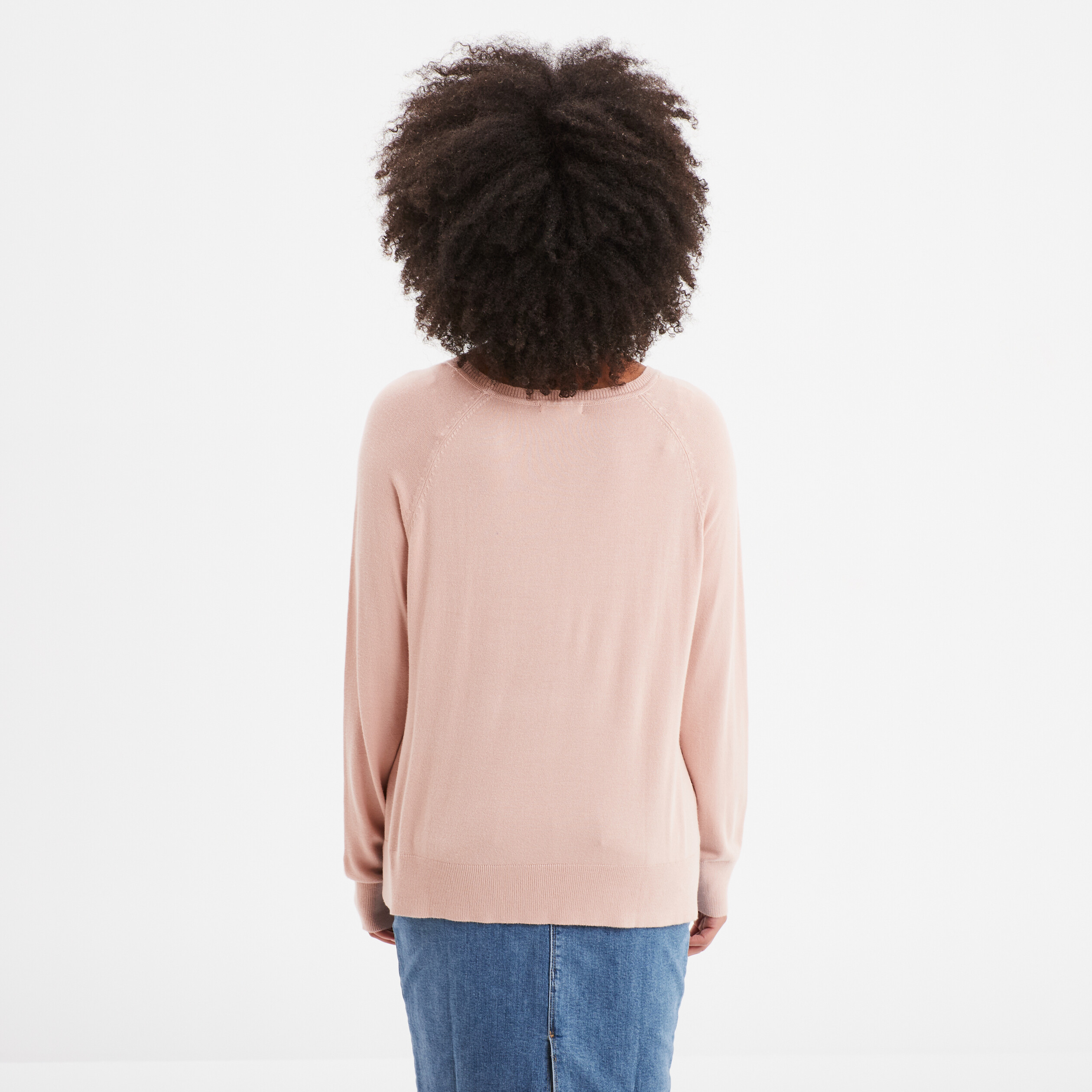 pull col rond manches longues vieux rose femme Pull col rond manches longues vieux rose femme