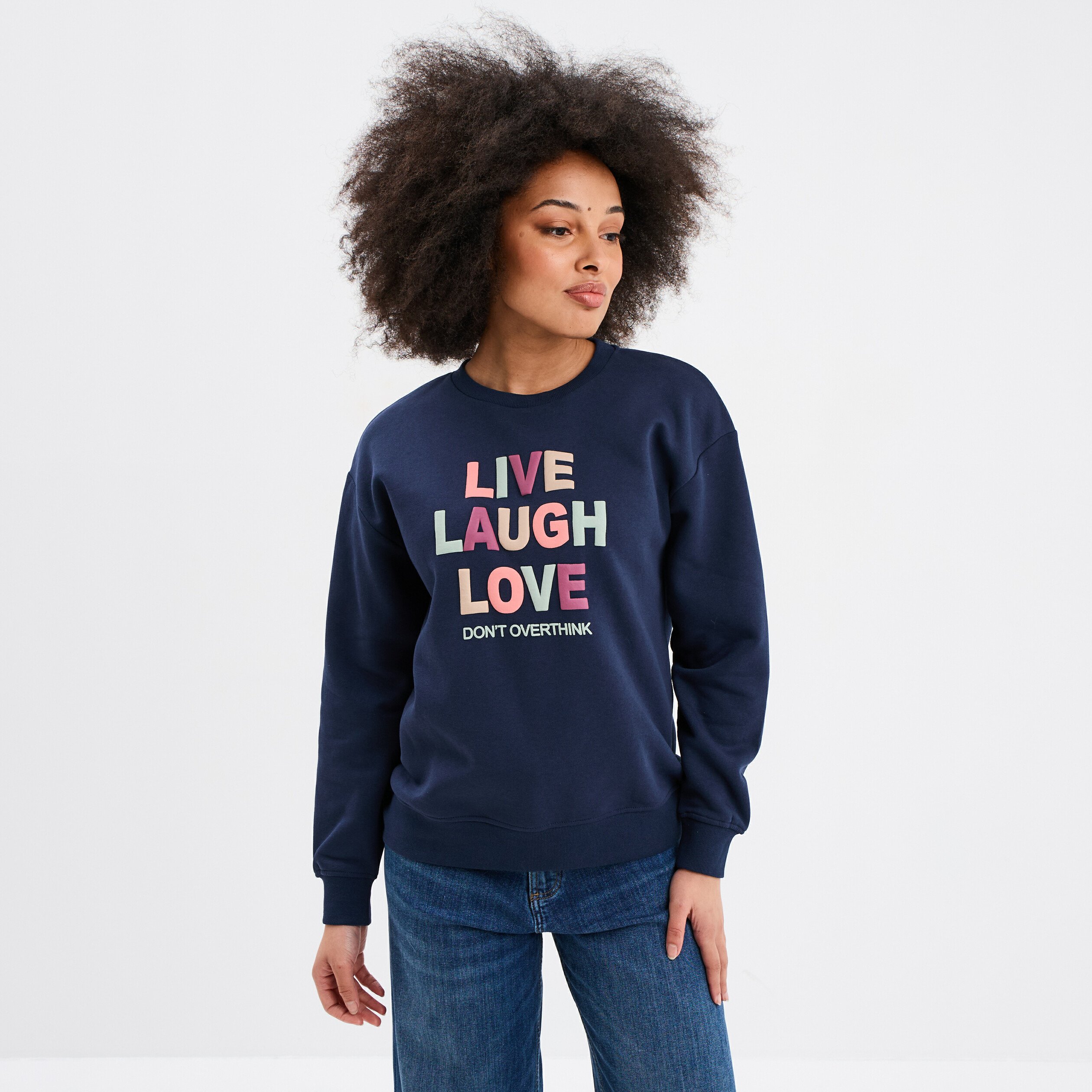 sweat col rond manches longues bleu marine femme Sweat col rond manches longues bleu marine femme