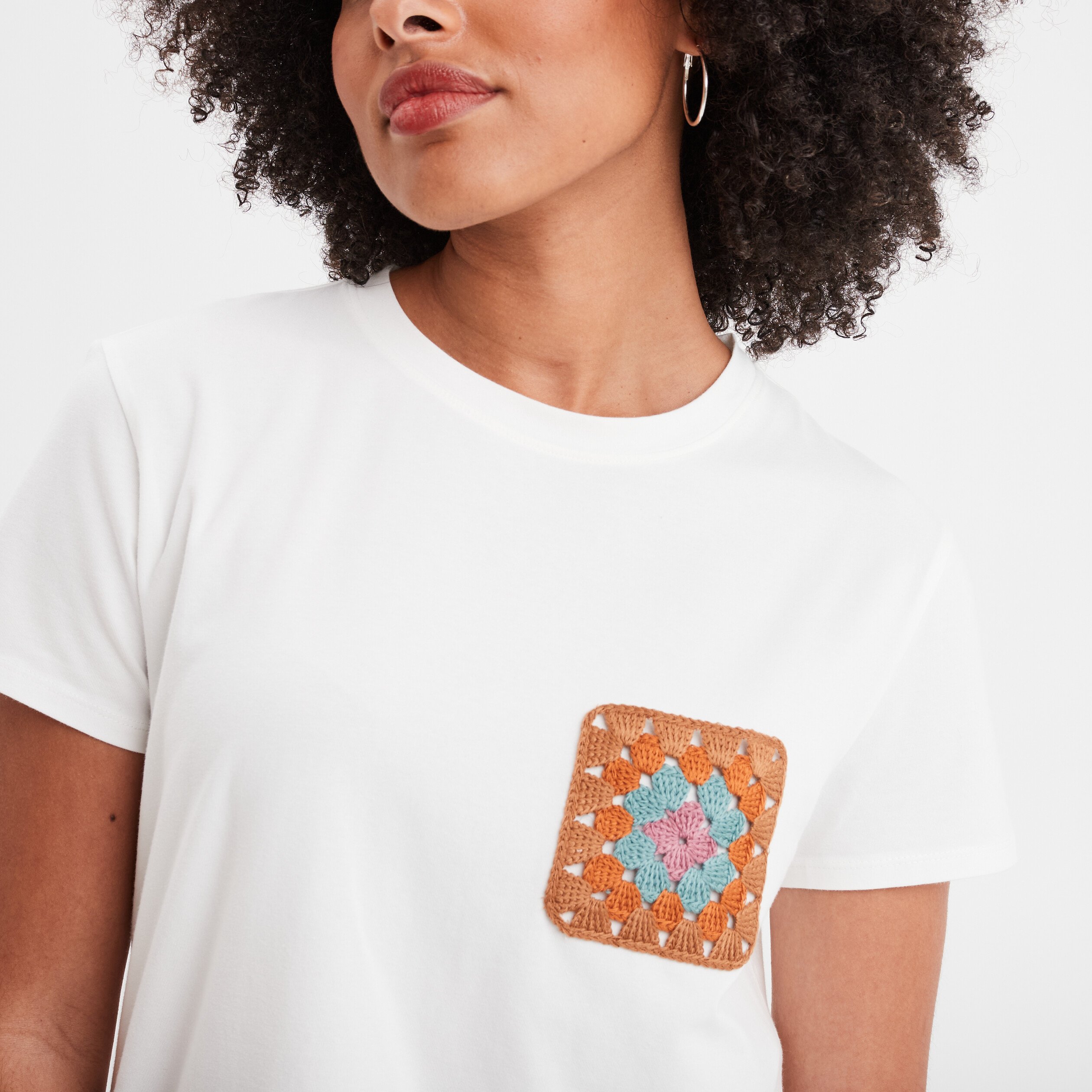 t shirt col rond detail crochet creeks blanc femme T-shirt col rond détail crochet Creeks blanc femme