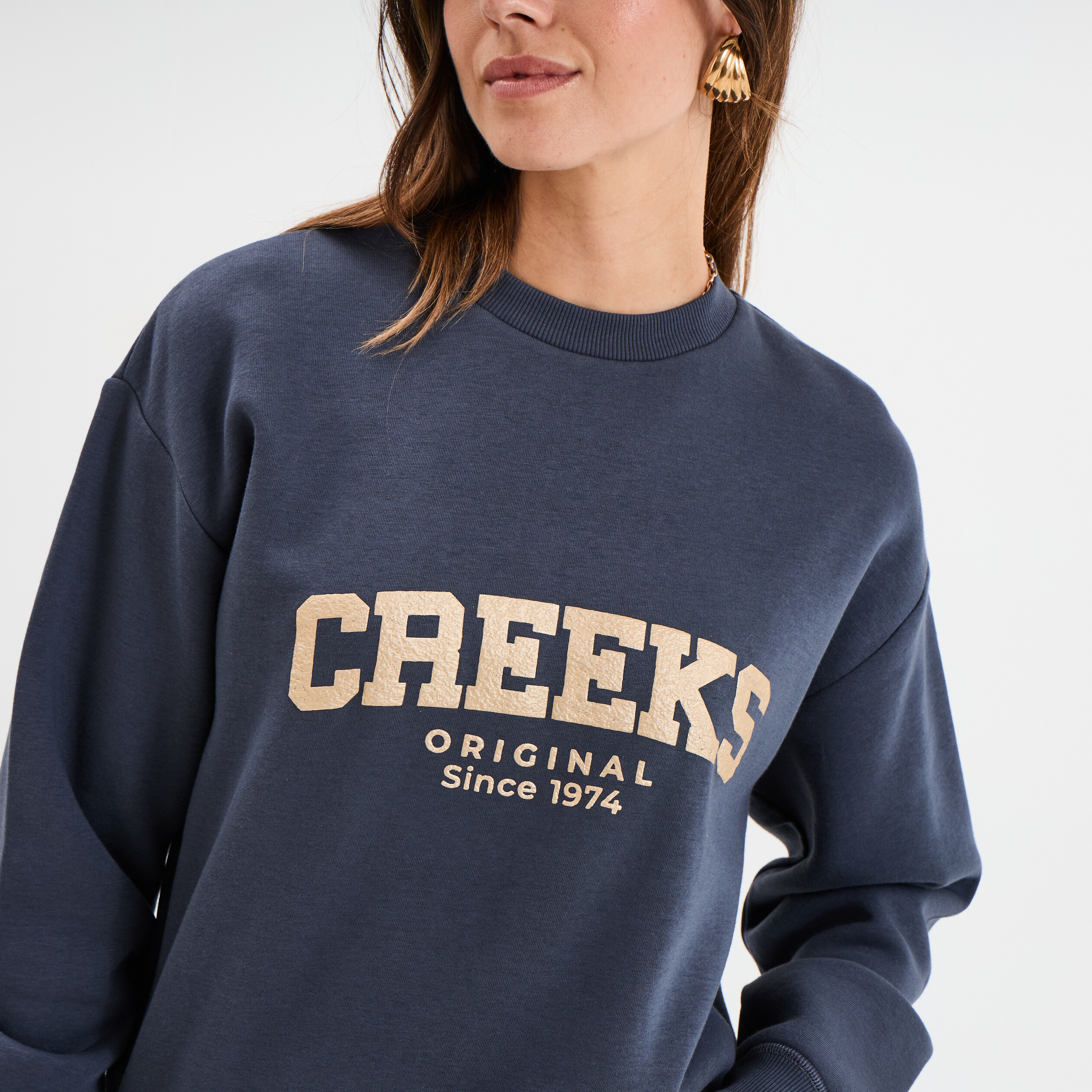 sweat col rond manches longues creeks bleu fonce femme Sweat col rond manches longues Creeks bleu foncé femme
