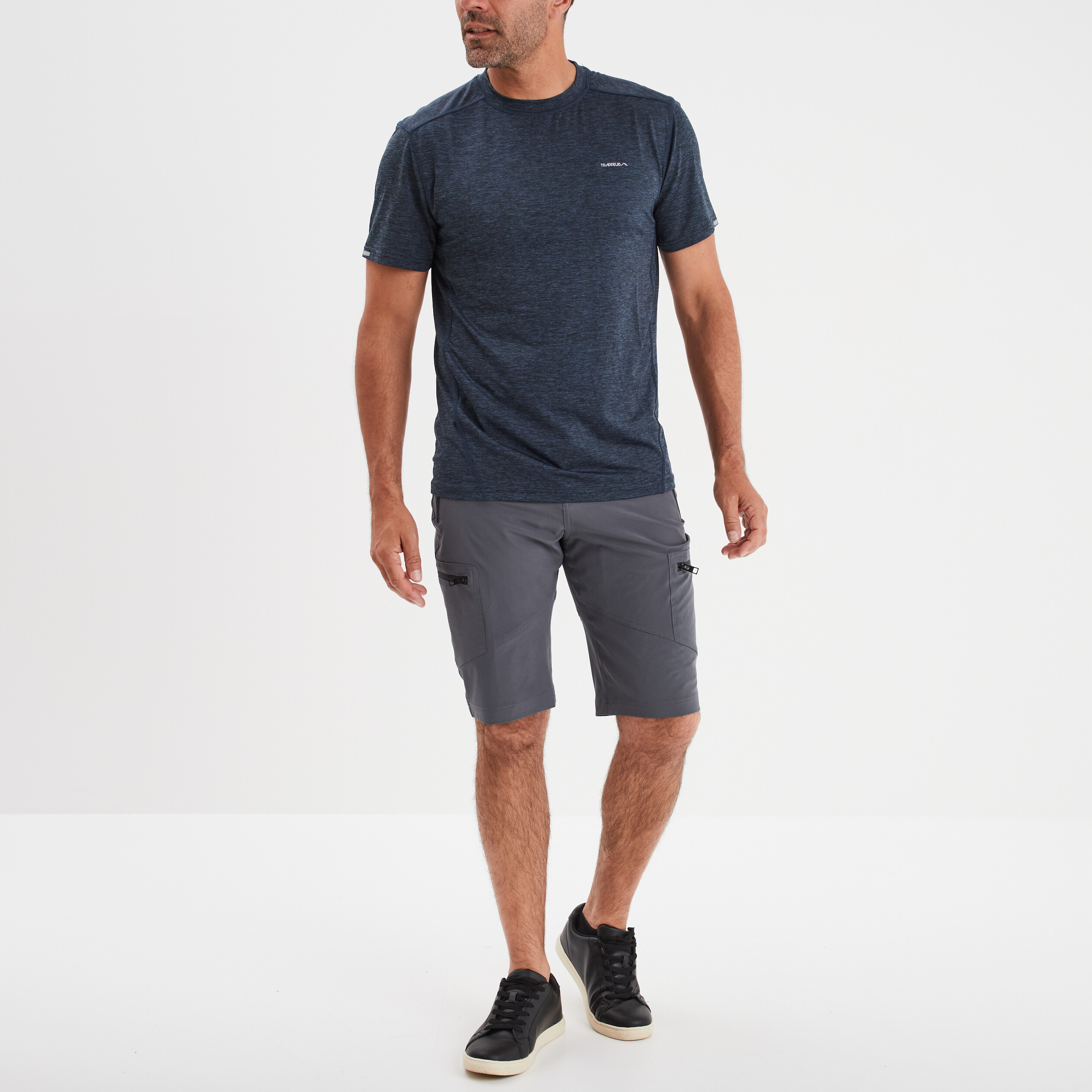Short cargo a poches zippees gris fonce homme