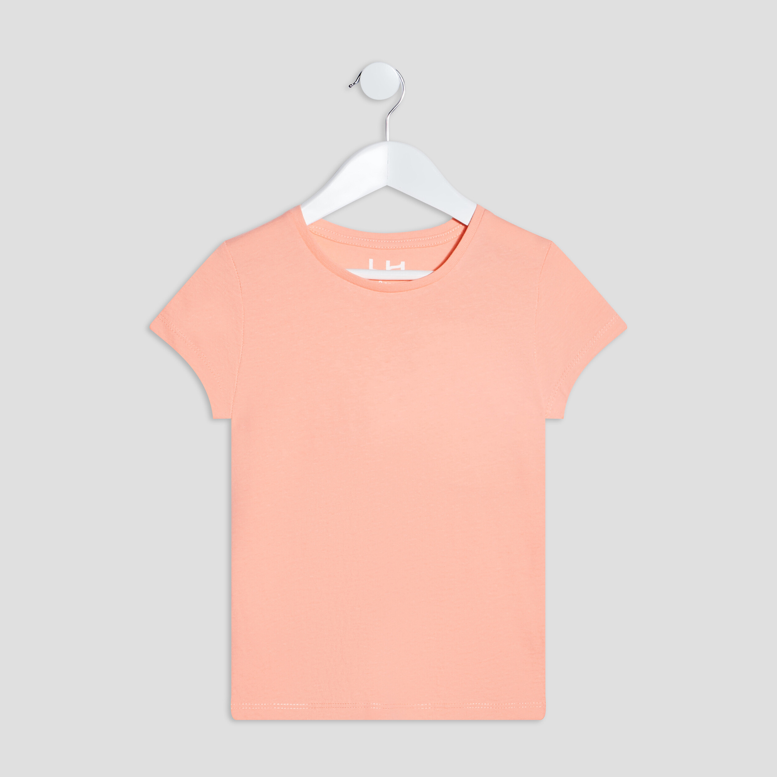 t shirt manches courtes en coton rose corail fille T-shirt manches courtes en coton rose corail fille