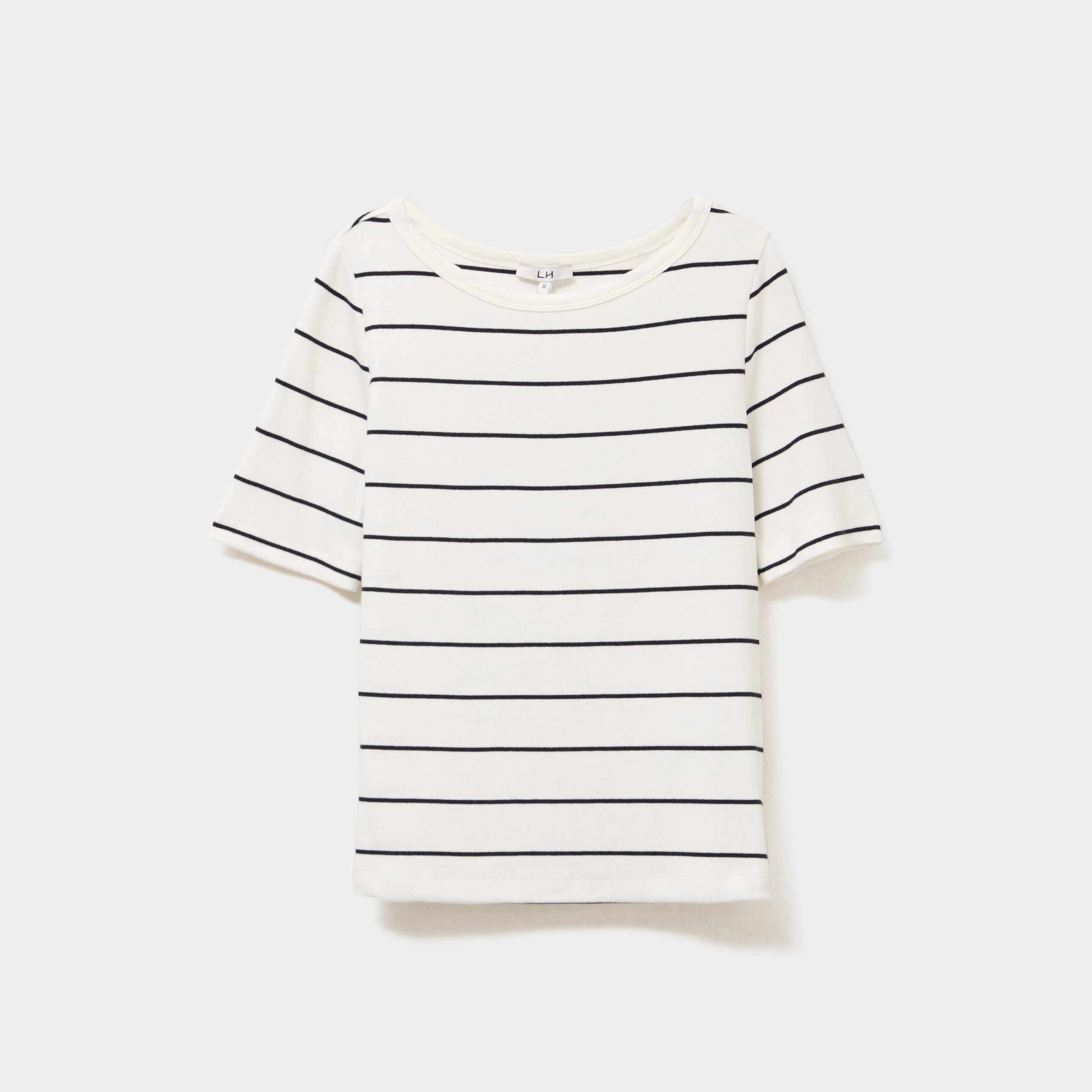 T-shirt col rond manches courtes coton ecru femme