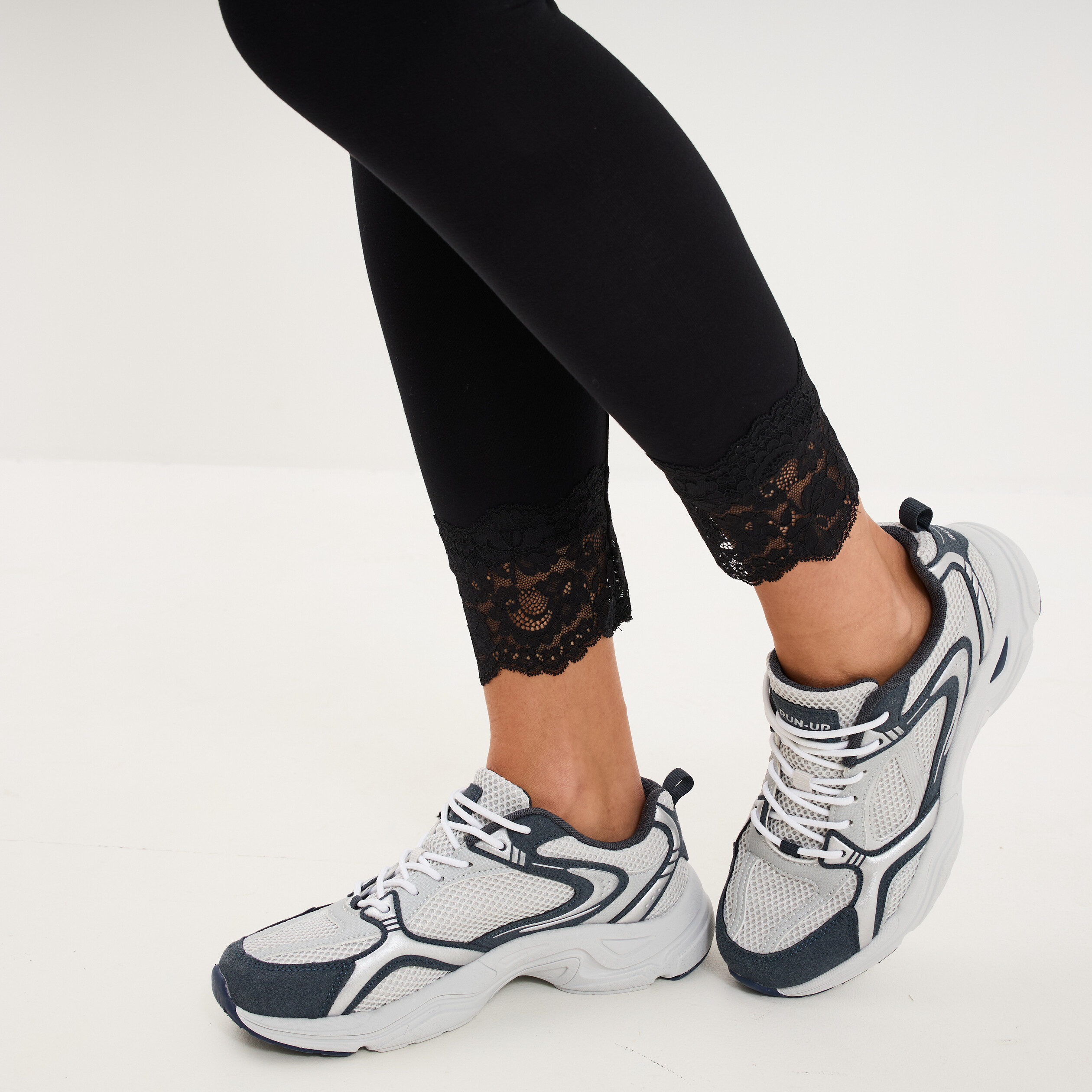 Legging 7/8&egrave;me avec dentelle noir femme