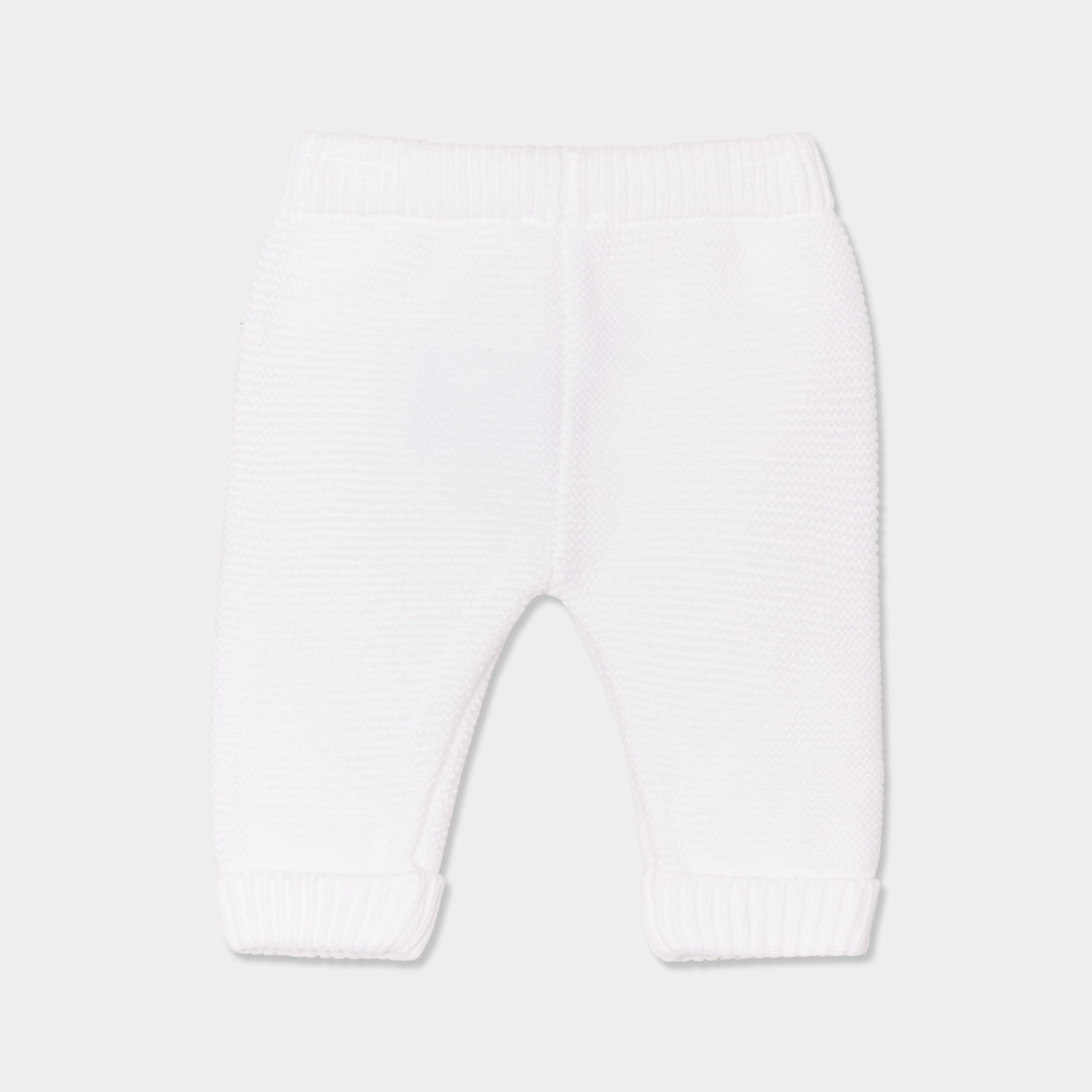 Pantalon tricot taille &eacute;lastiqu&eacute;e blanc b&eacute;b&eacute;