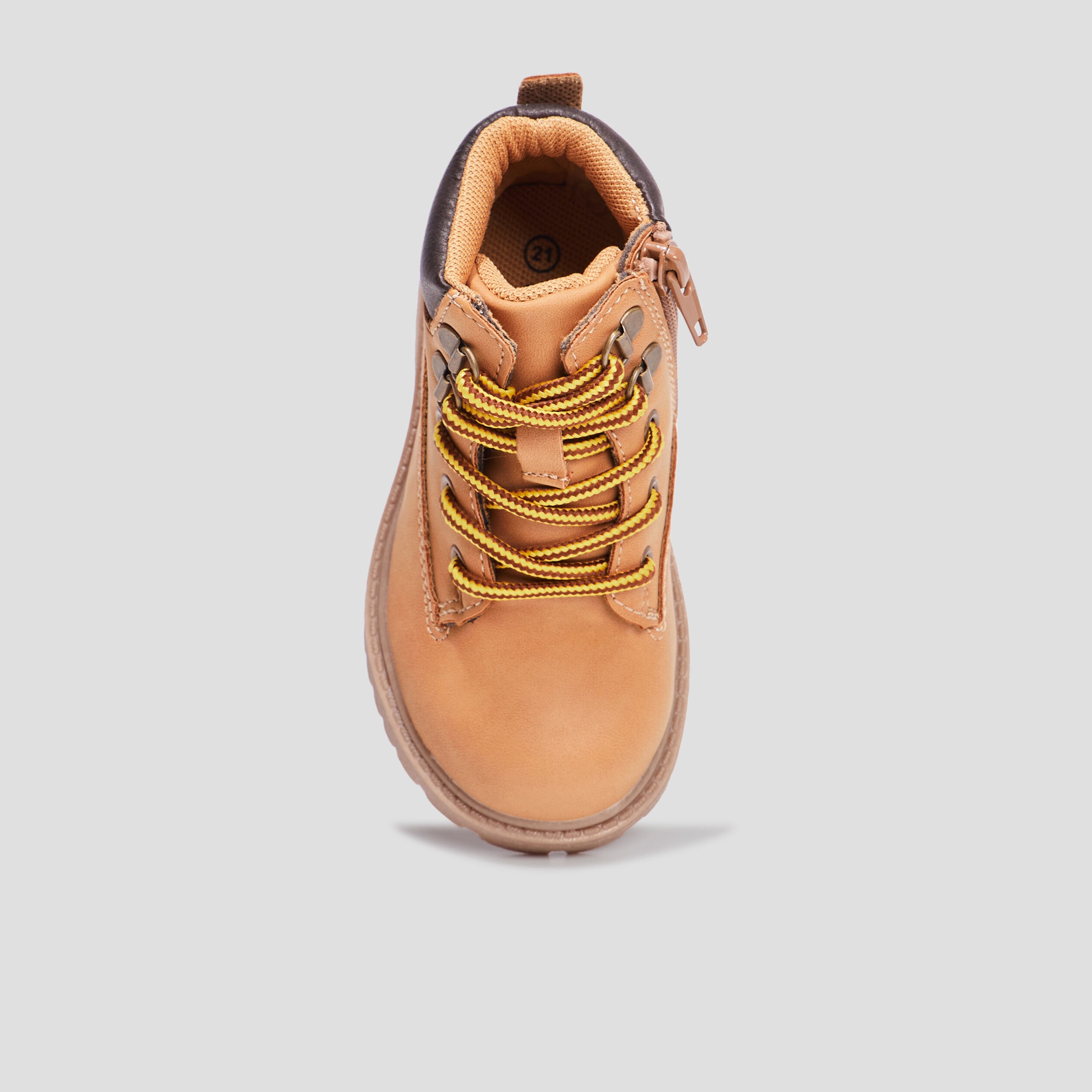 Boots crant&eacute;es zipp&eacute;es &agrave; lacets Bali jaune b&eacute;b&eacute; gar&ccedil;on
