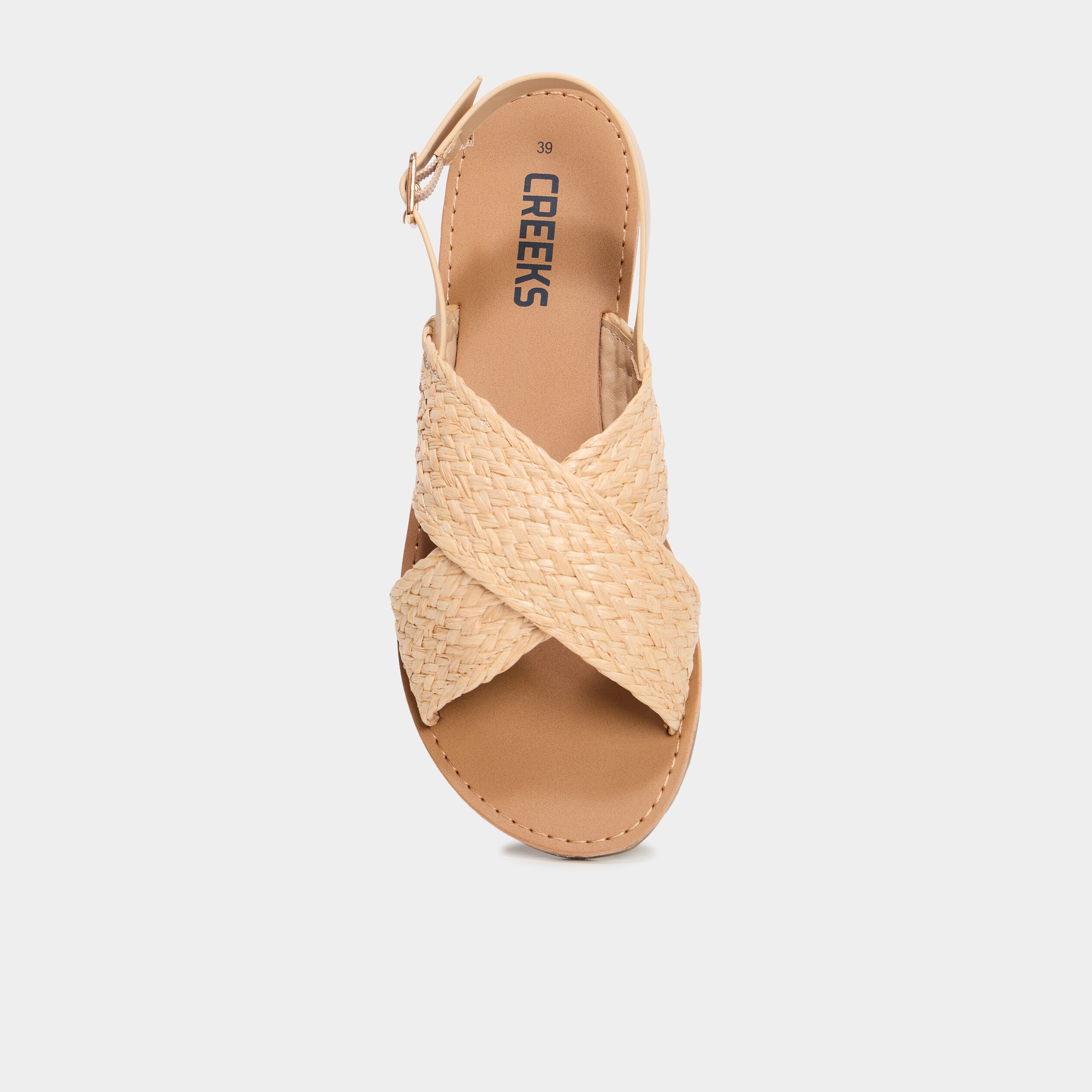 sandales brides tressees croisees sable femme Sandales brides tressées croisées sable femme
