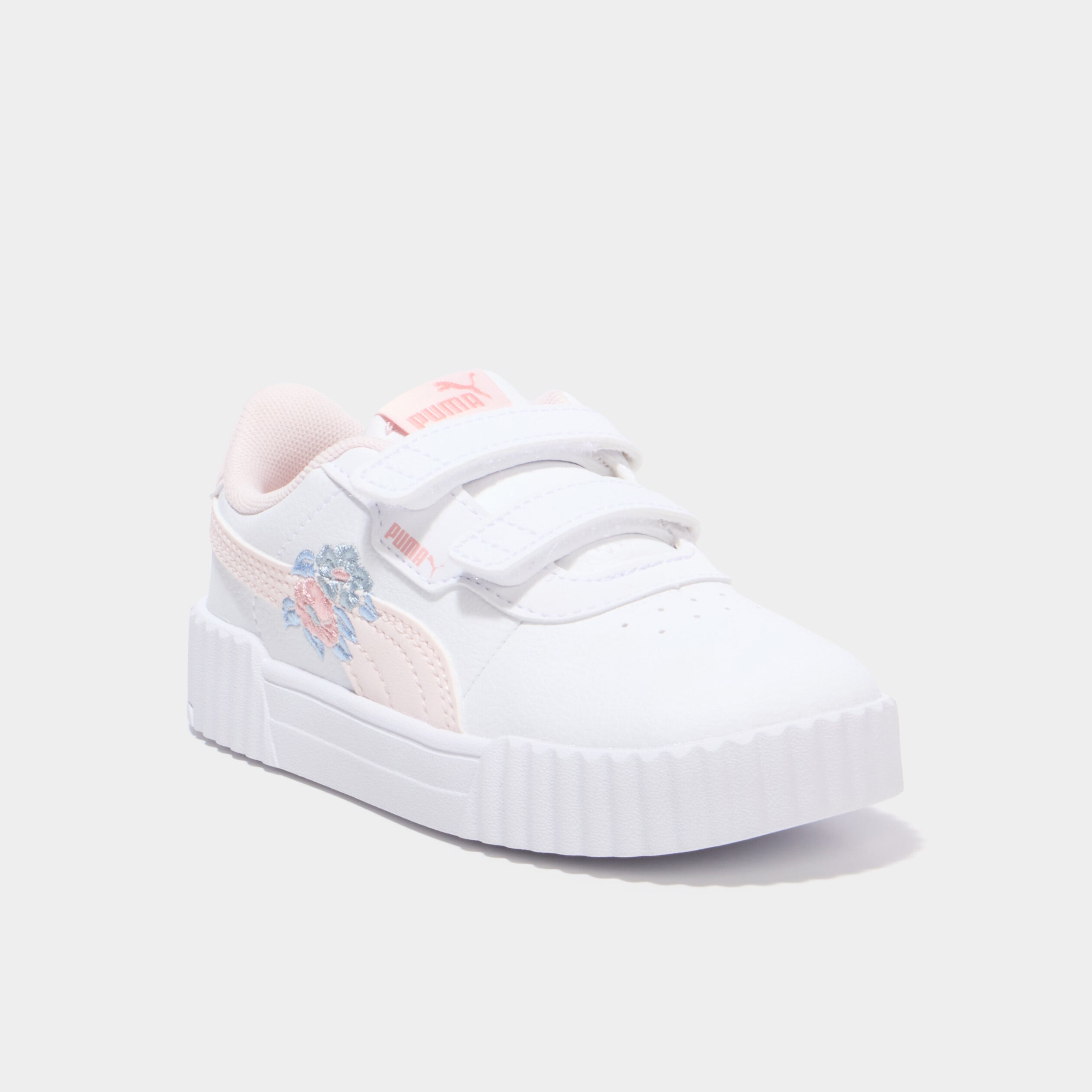 Tennis &agrave; scratchs Puma Carina 3.0 Floral rose clair fille