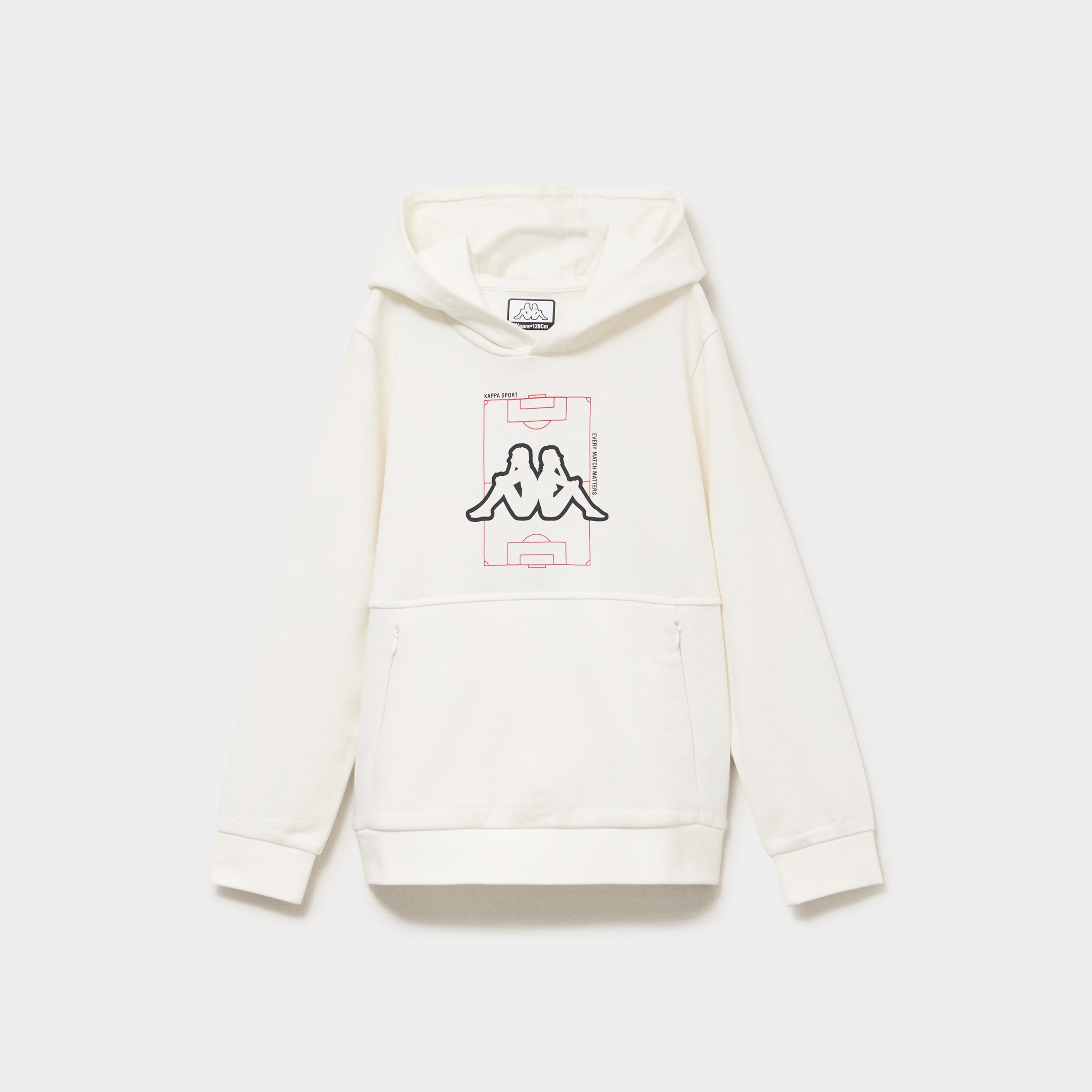 Sweat hoodie poches zipp&eacute;es Kappa blanc gar&ccedil;on