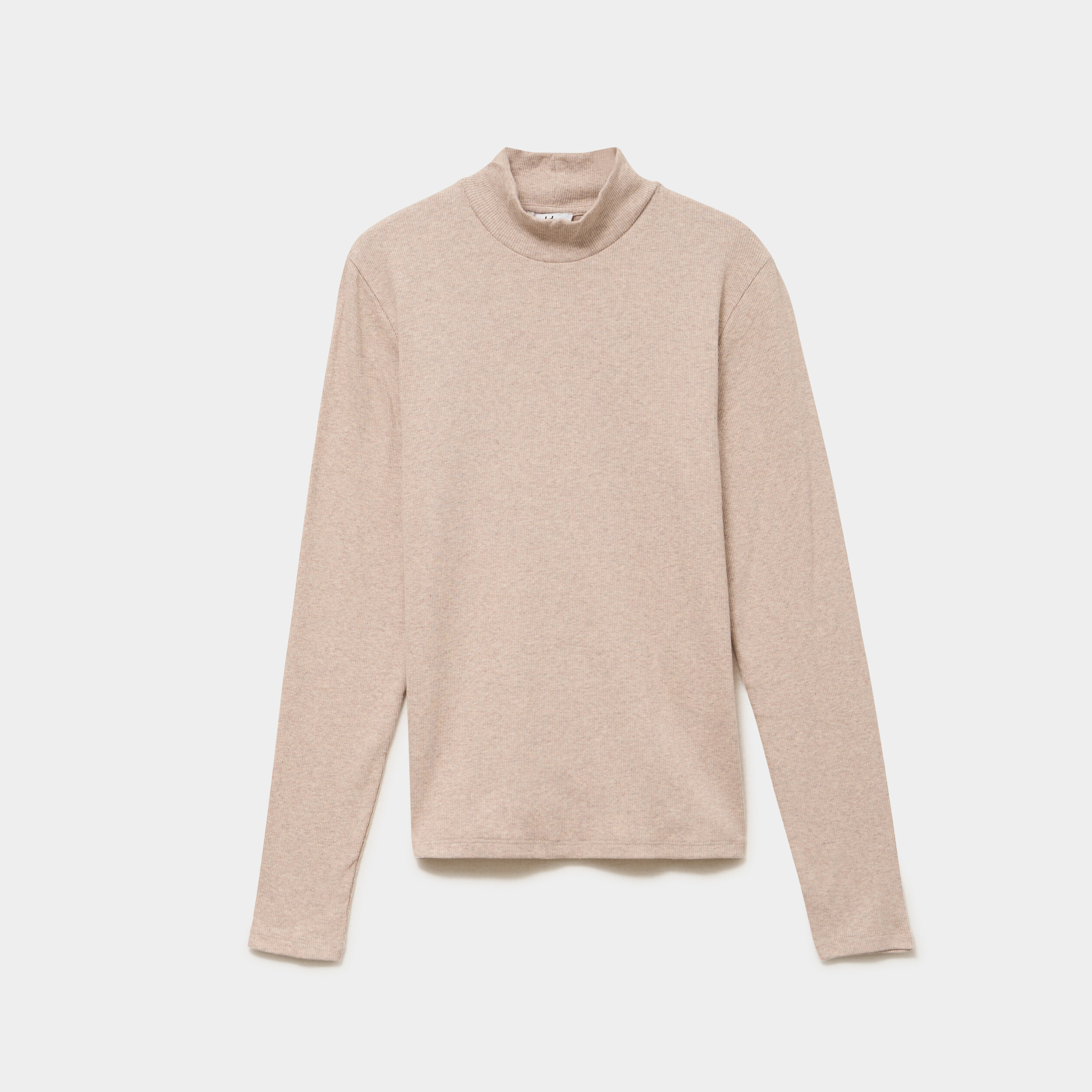 T-shirt ajust&eacute; col montant beige femme