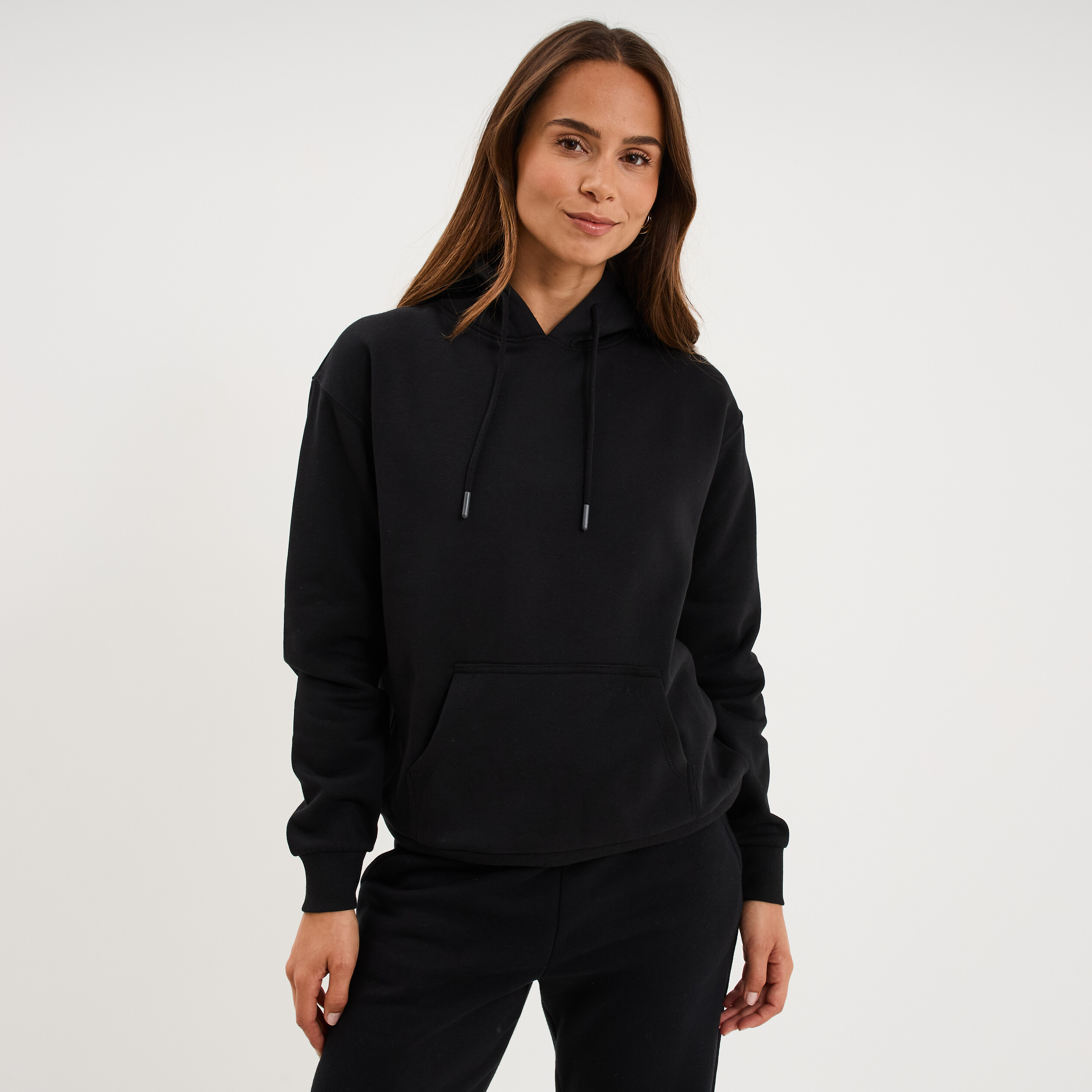 Sweat hoodie molleton &agrave; capuche noir femme
