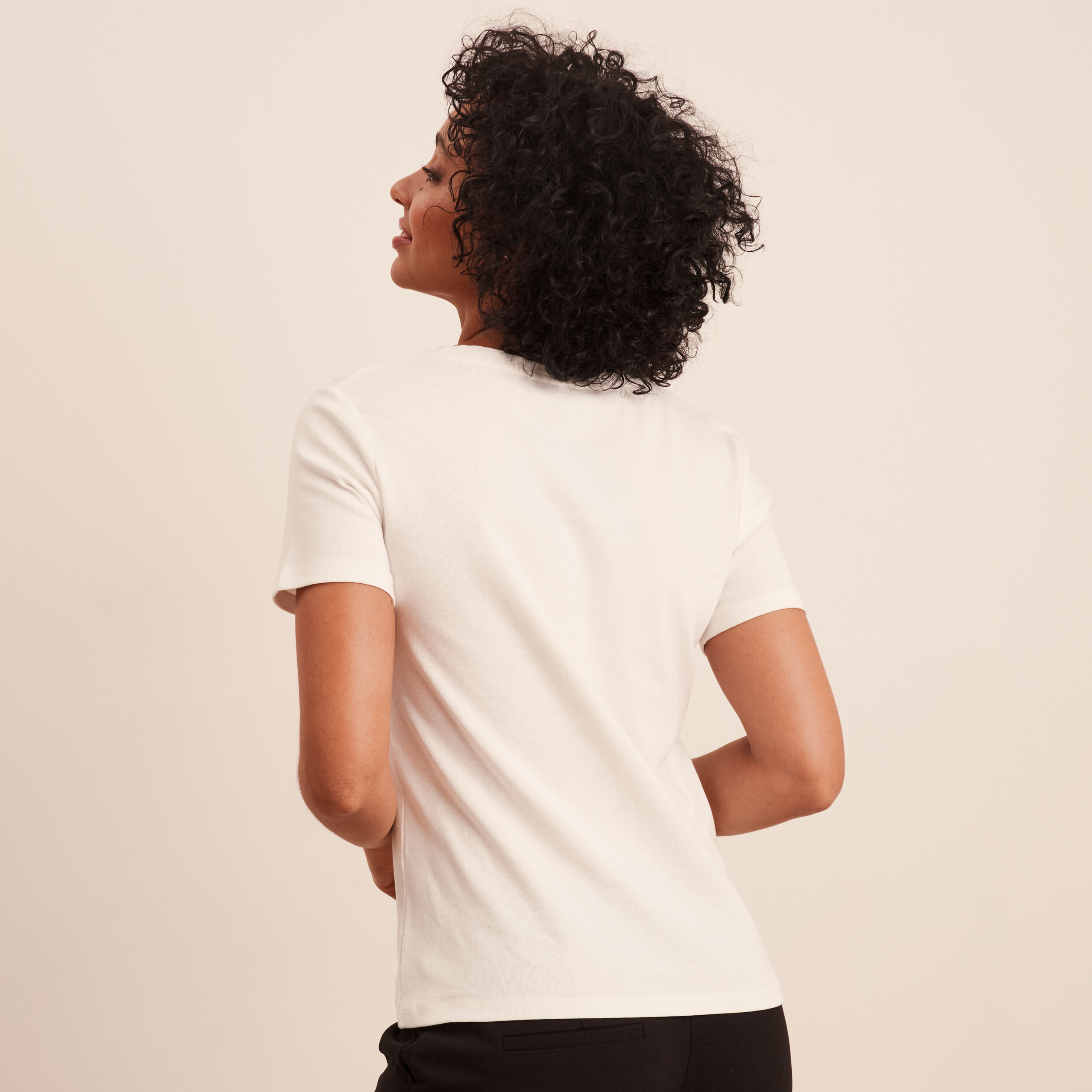 t shirt col rond manches courtes ecru femme T-shirt col rond manches courtes ecru femme