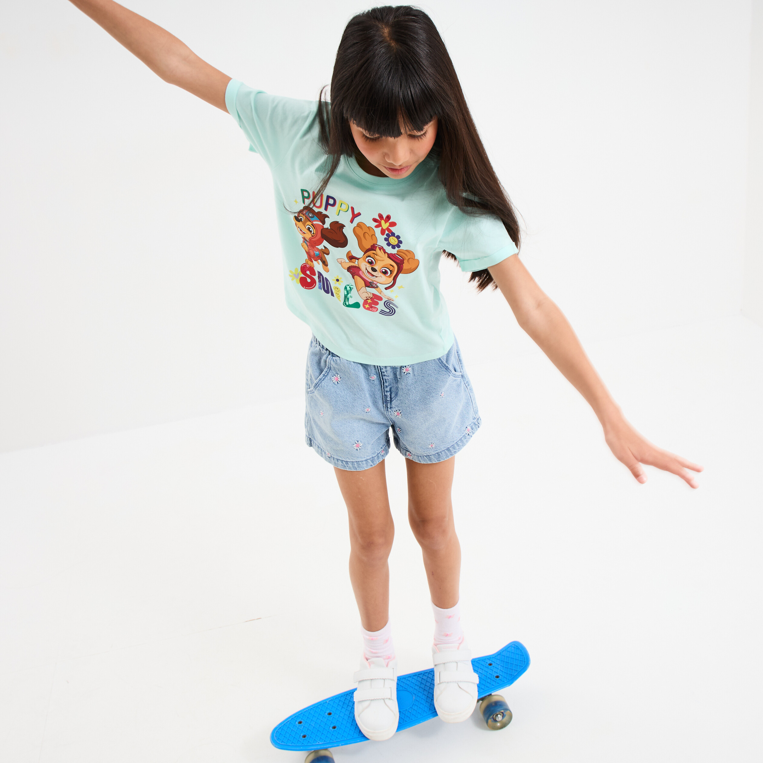 T-Shirt Pat Patrouille Skye Rose - 100% Coton - Taille 18 Mois à 8 Ans