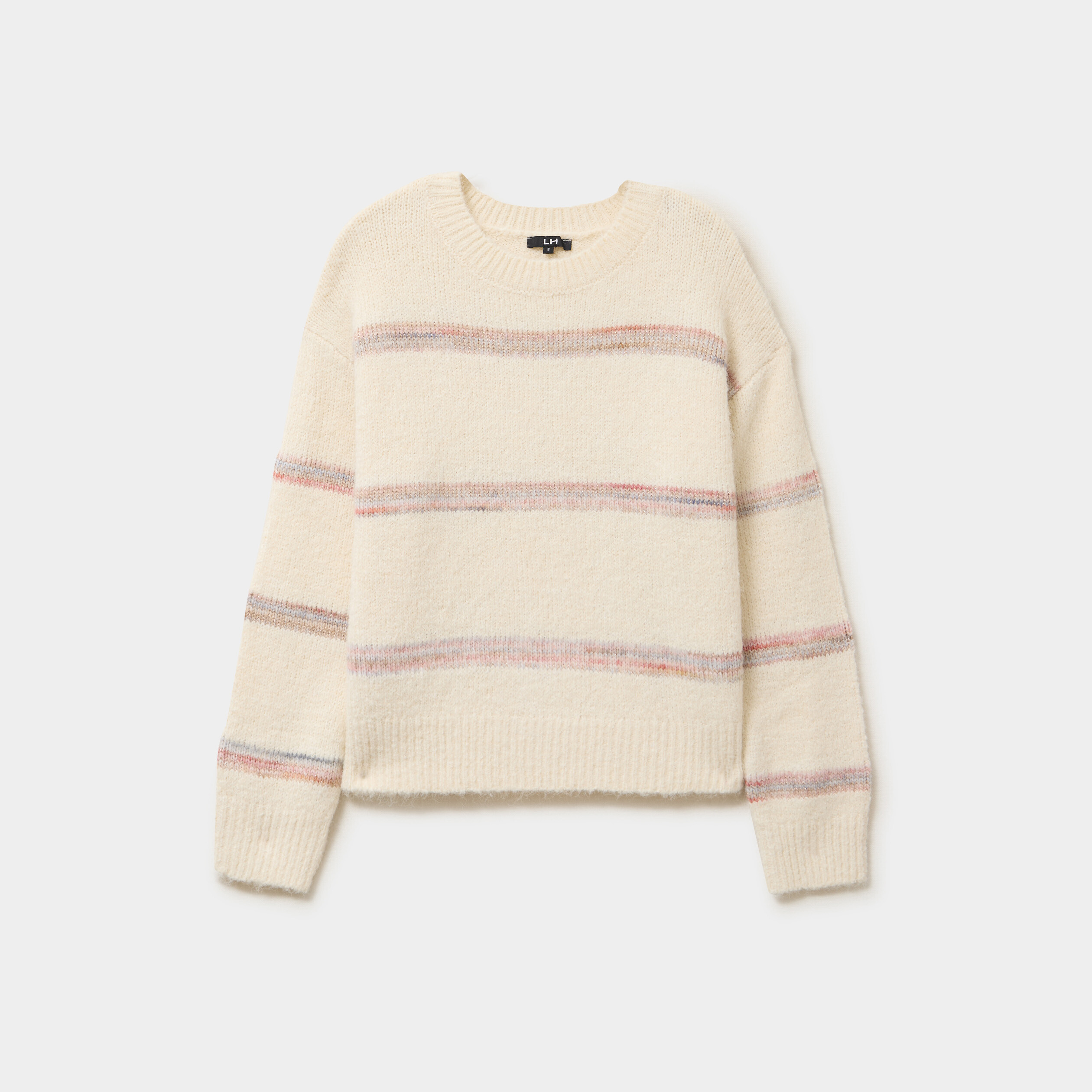 Pull col rond manches longues ecru femme