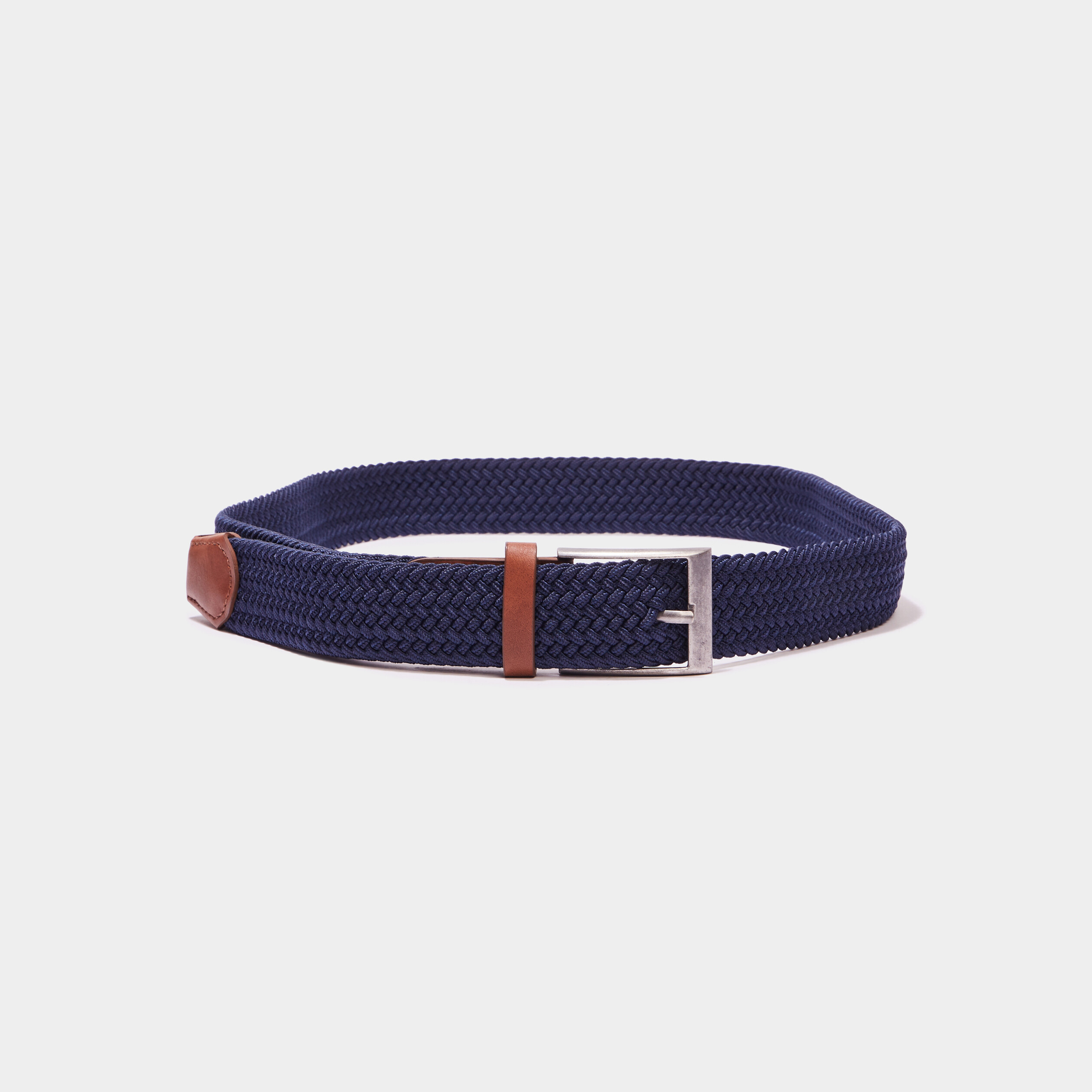 Ceinture tress&eacute;e bleu marine homme