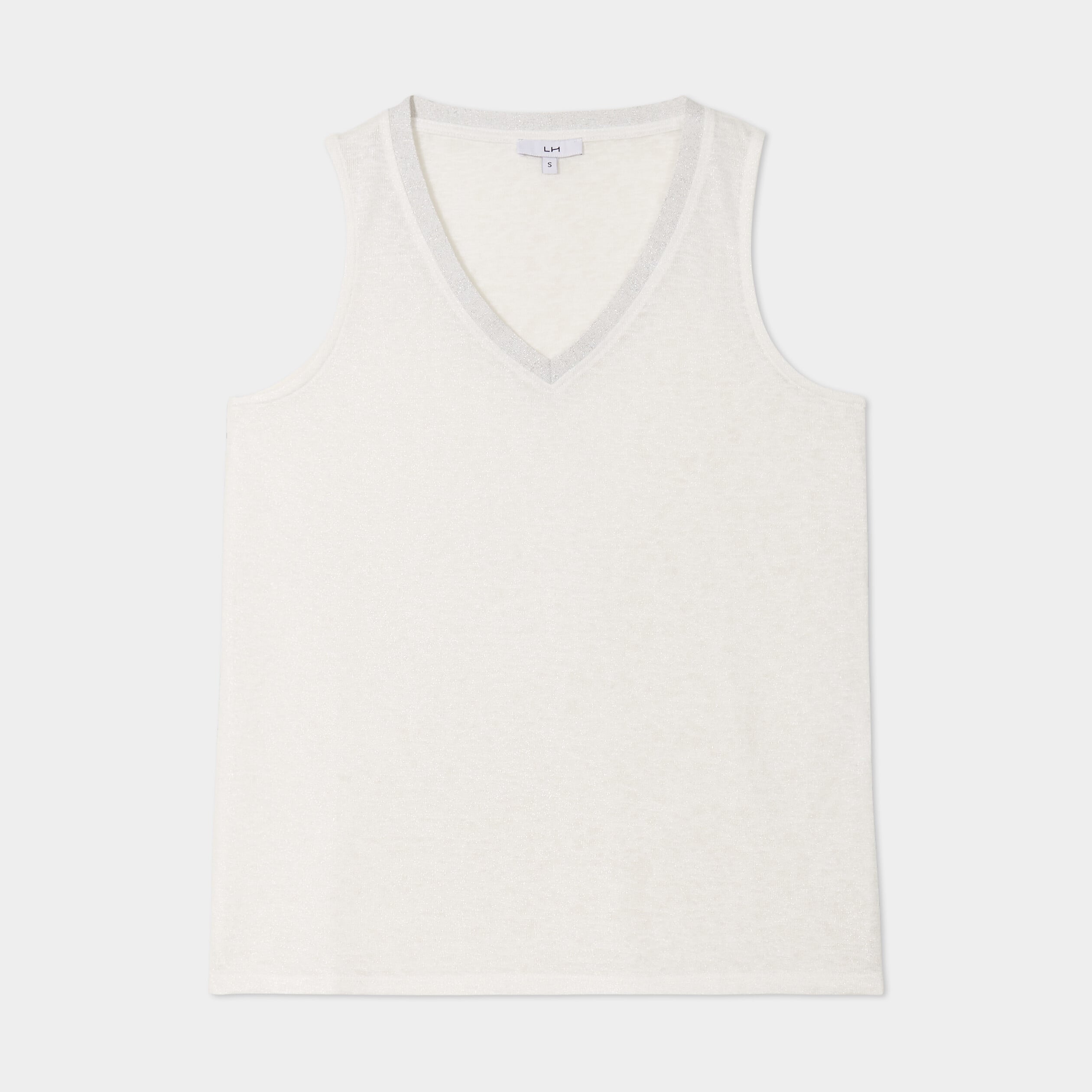 D&eacute;bardeur col en V sans manches blanc femme