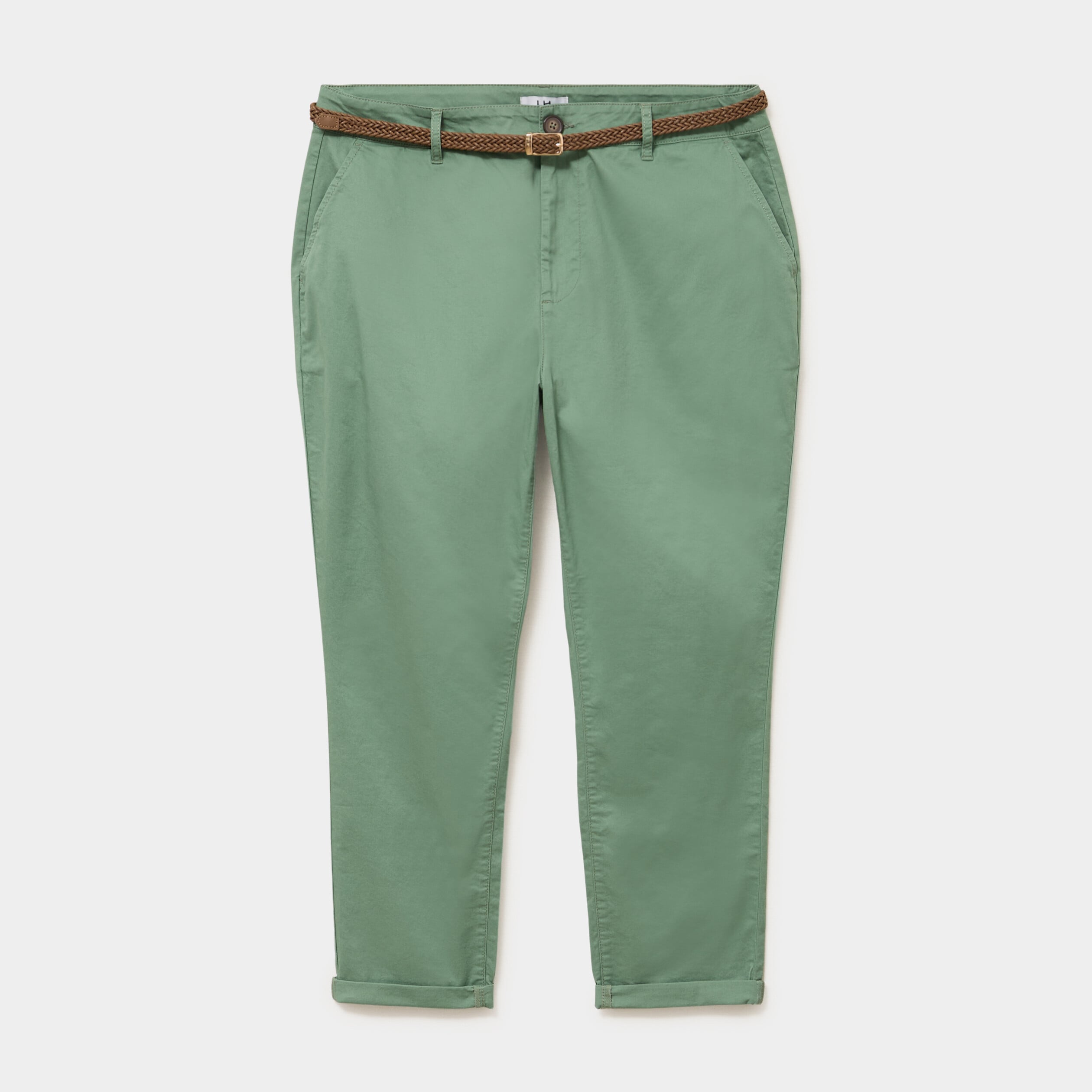 Pantalon chino taille haute coton vert kaki femme grande taille