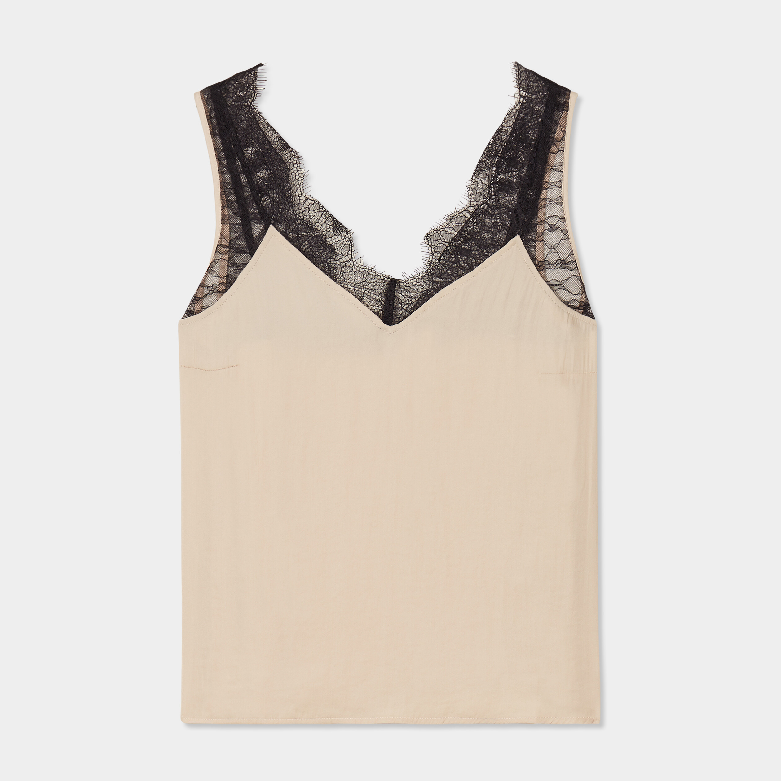 caraco col v avec dentelle beige femme Caraco col V avec dentelle beige femme