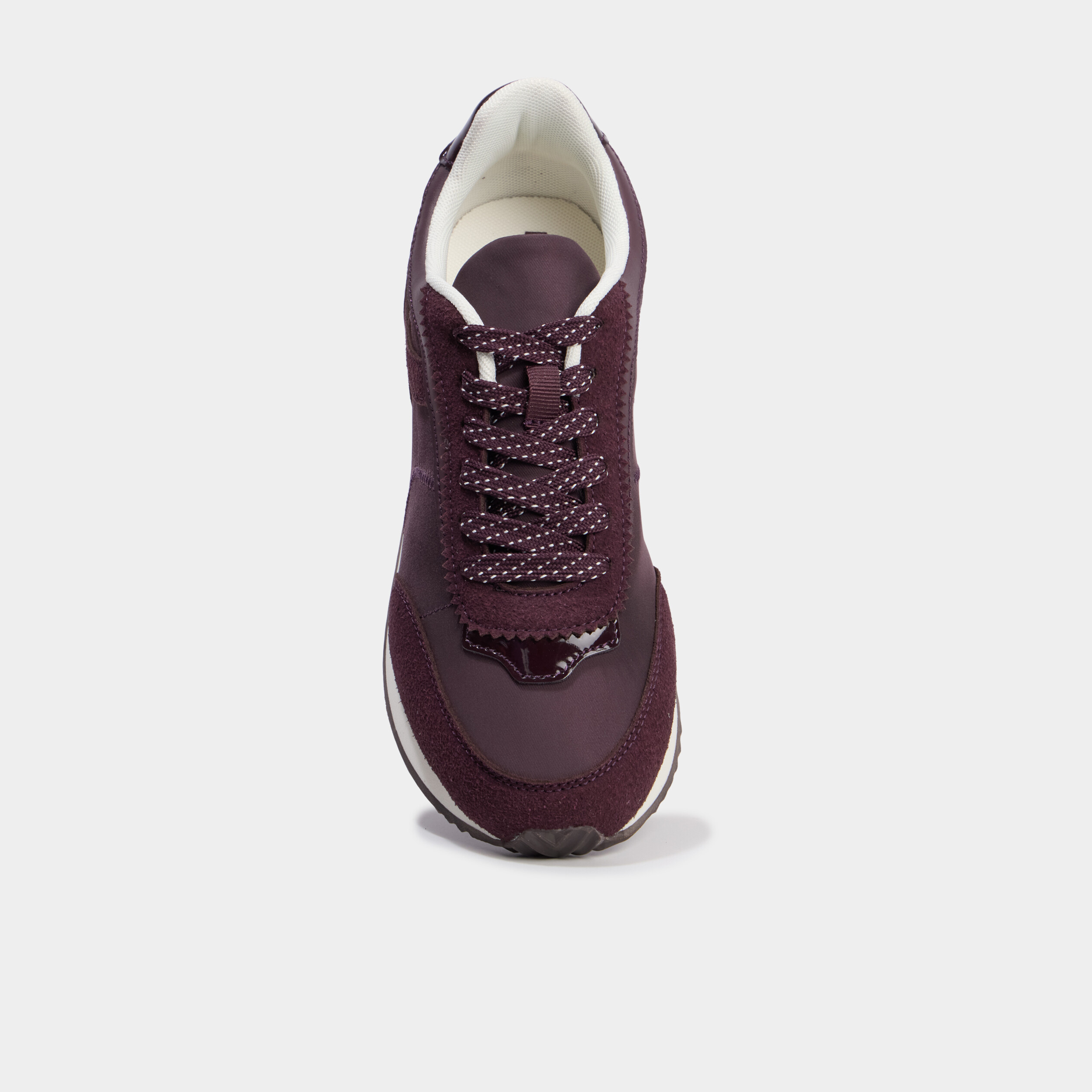 Baskets su&eacute;dine &agrave; lacets bordeaux femme