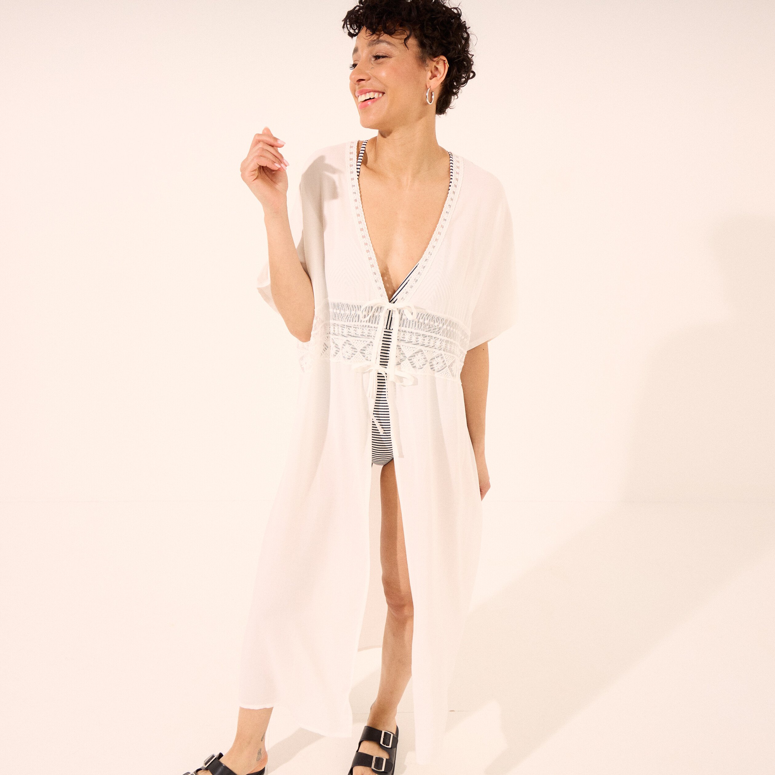 robe de plage manches courtes blanc femme Robe de plage manches courtes blanc femme