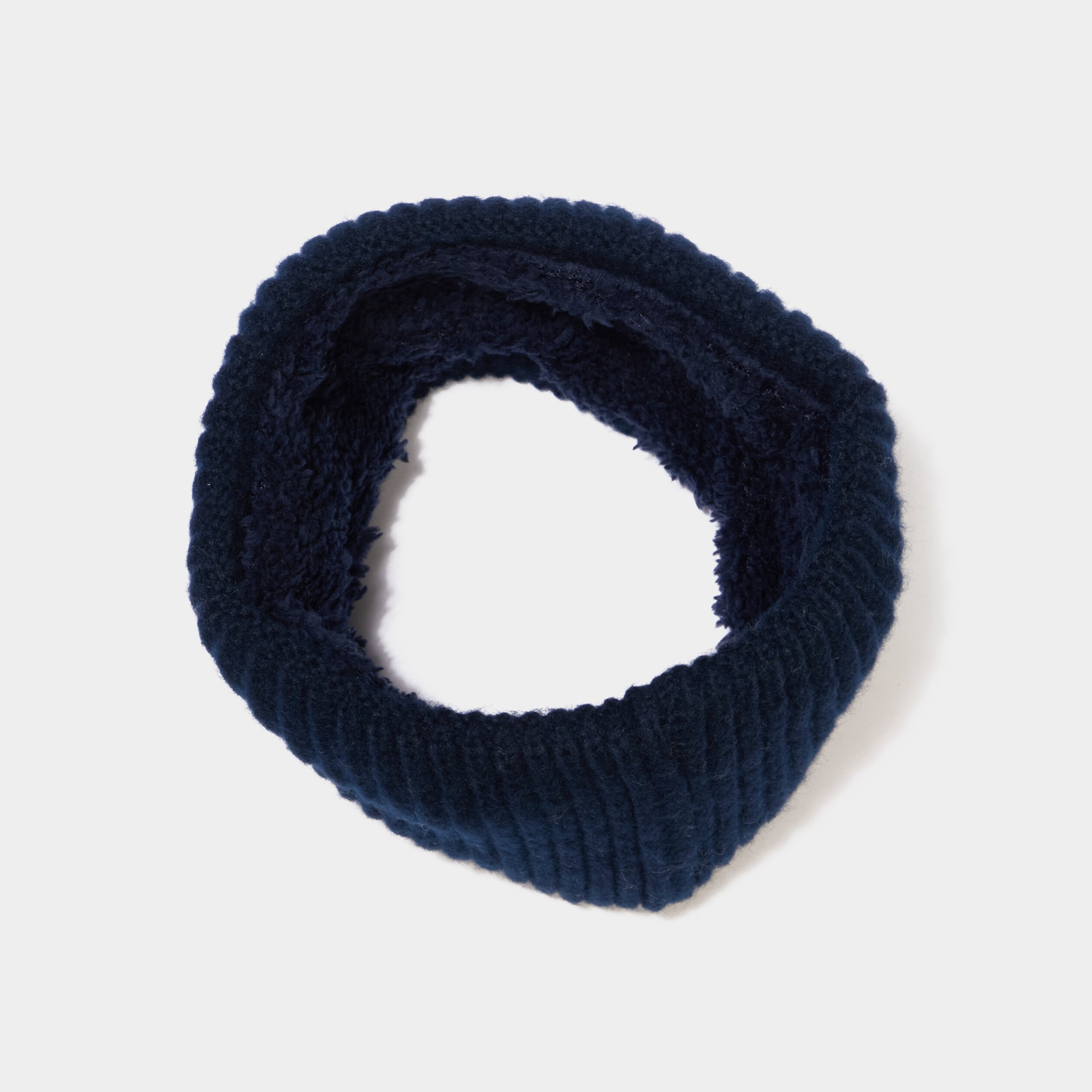Tour de cou maille c&ocirc;tel&eacute; fourr&eacute; bleu marine b&eacute;b&eacute; gar&ccedil;on