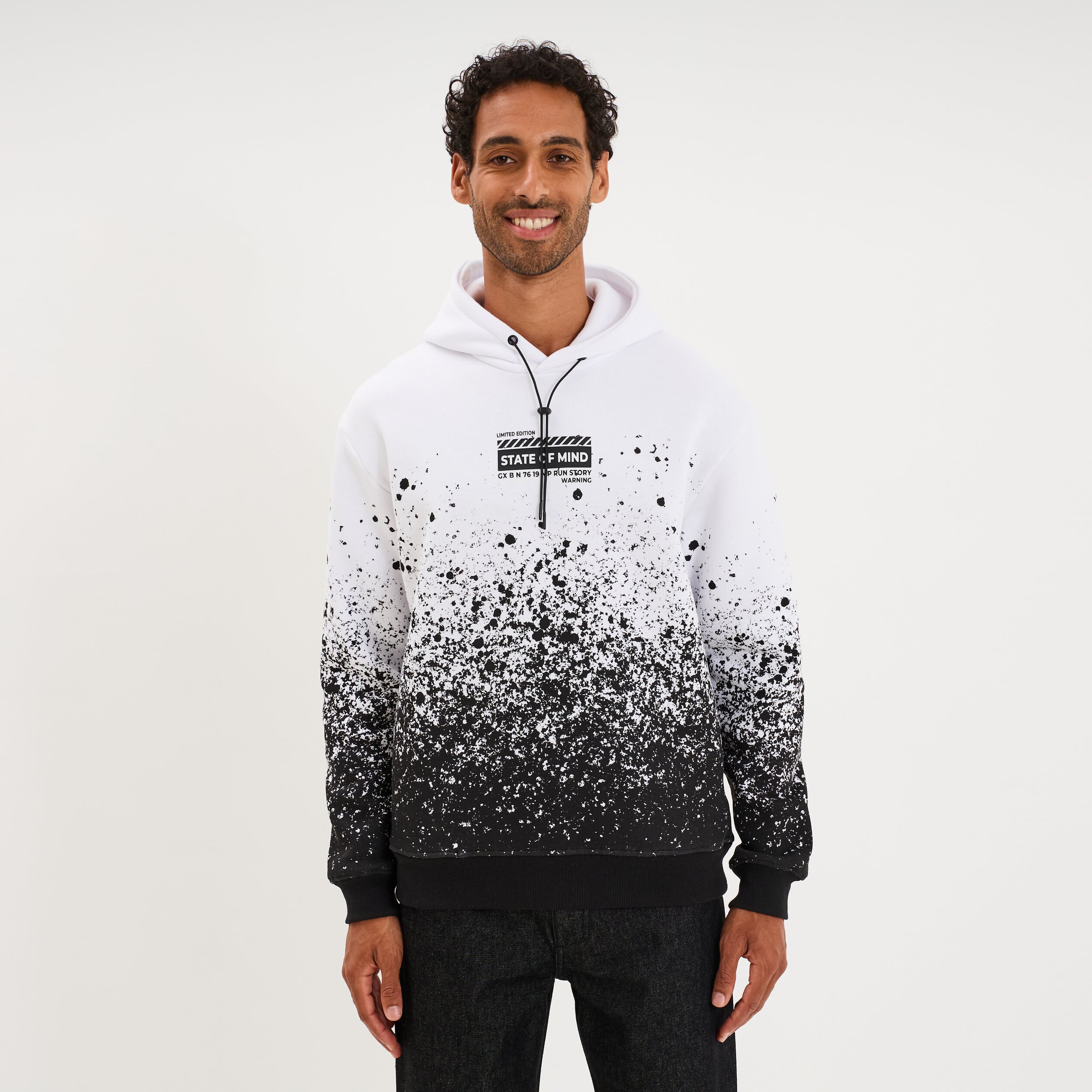 Sweat hoodie &agrave; capuche blanc homme