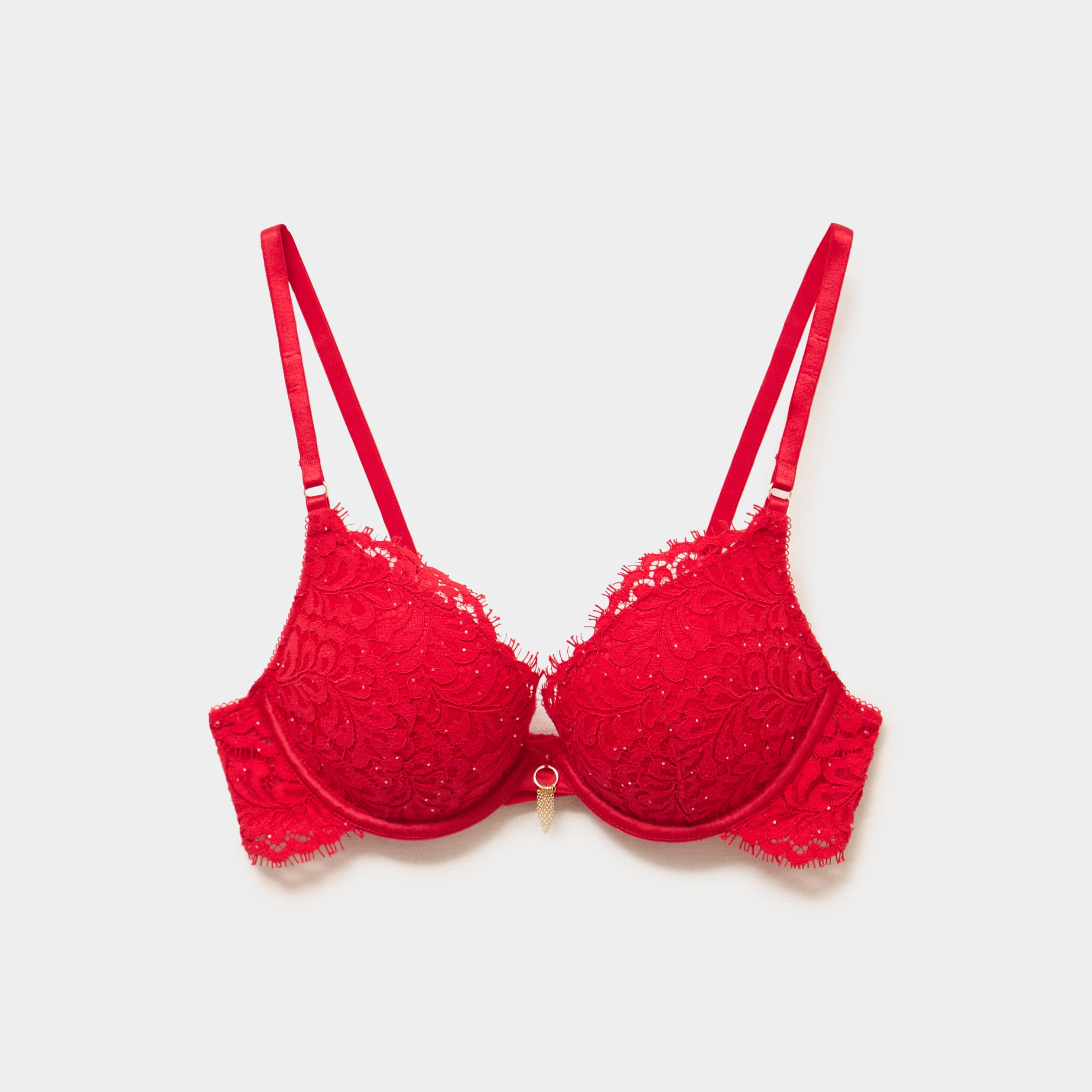 Soutien-gorge maxi push-up dentelle rouge femme
