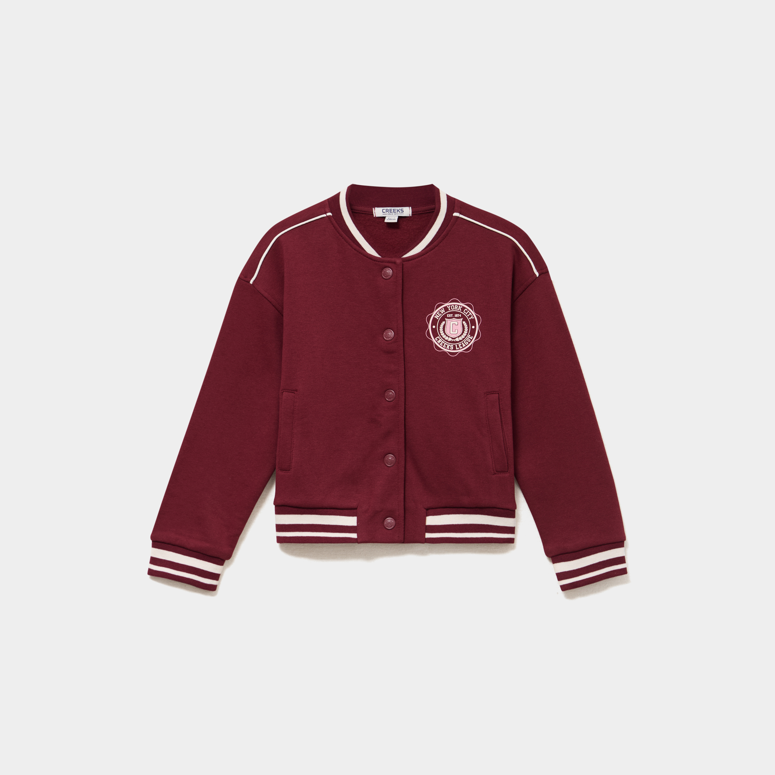 Gilet boutonn&eacute; col teddy manches longues bordeaux fille