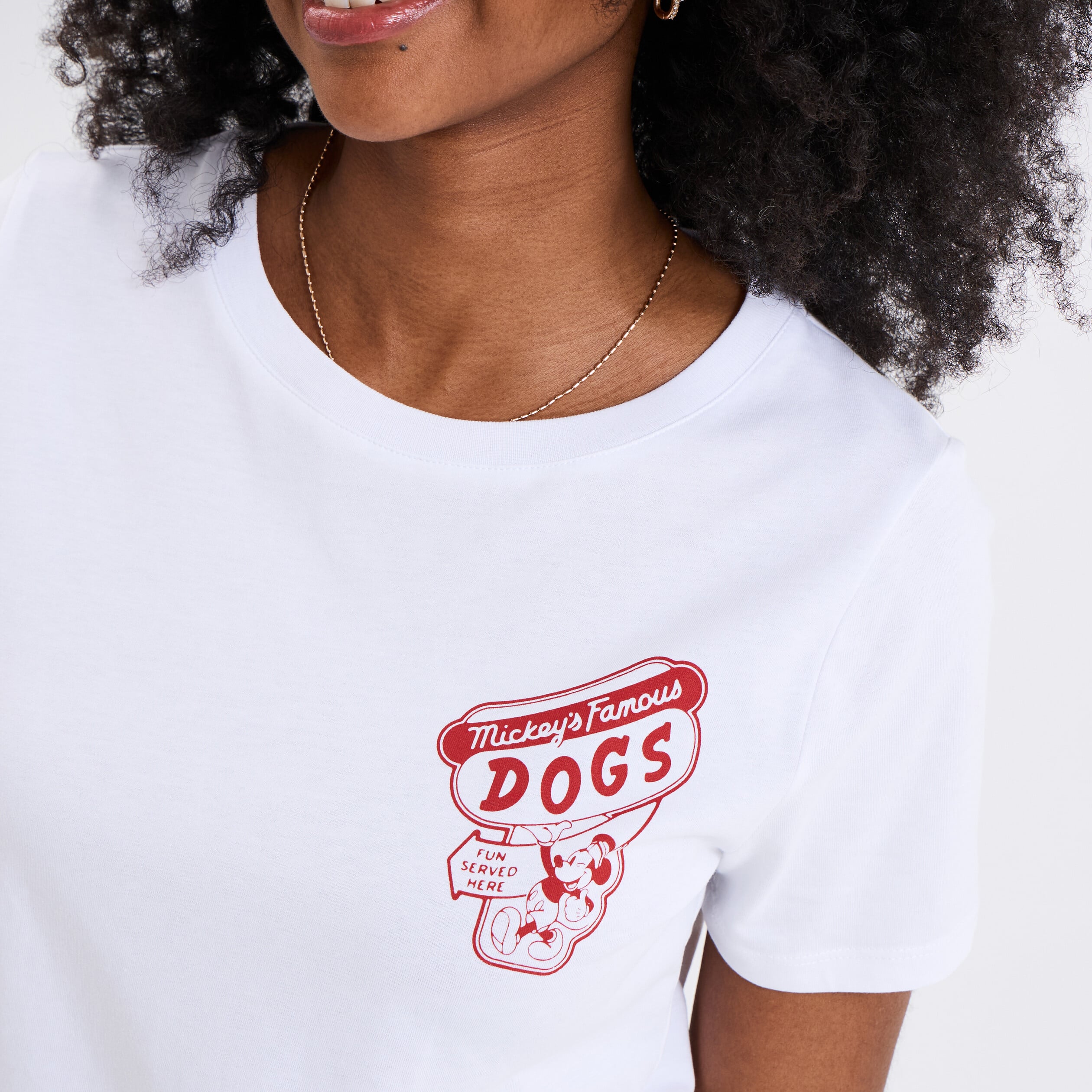 T-shirt manches courtes coton Mickey blanc femme