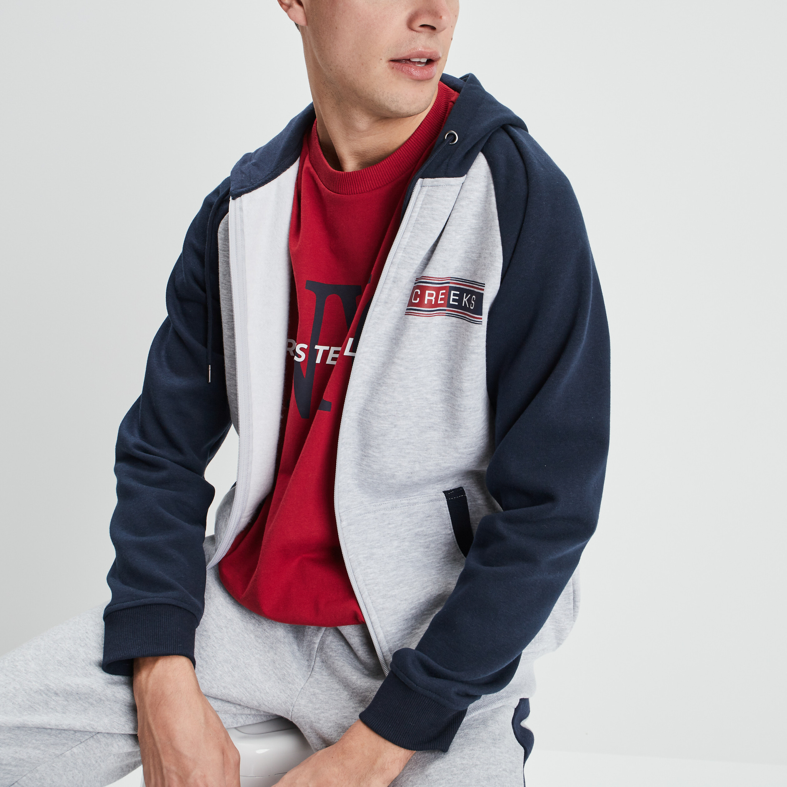 Sweat zippé à capuche Creeks bleu marine homme