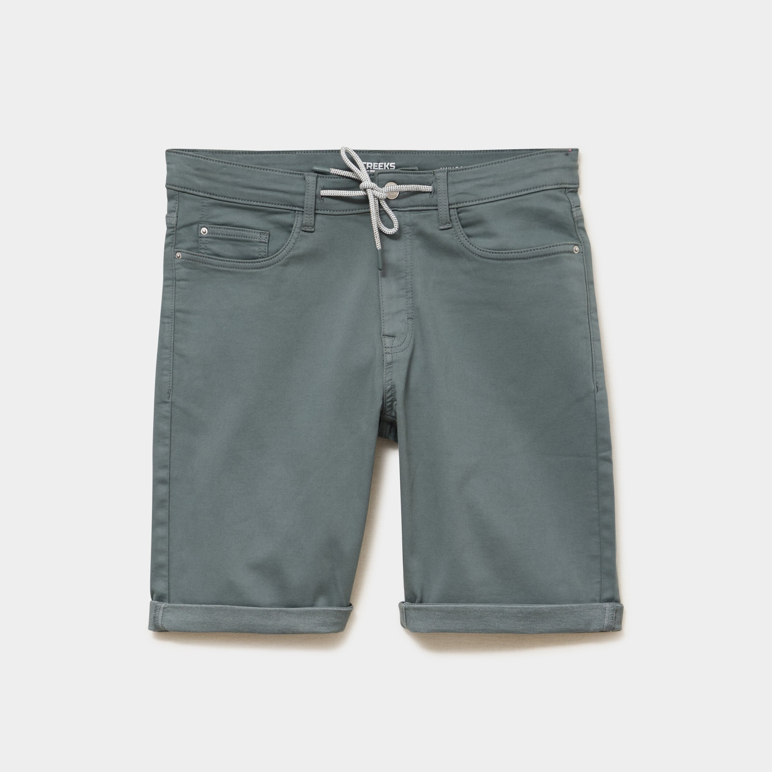 Bermuda en jean straight 5 poches vert kaki homme