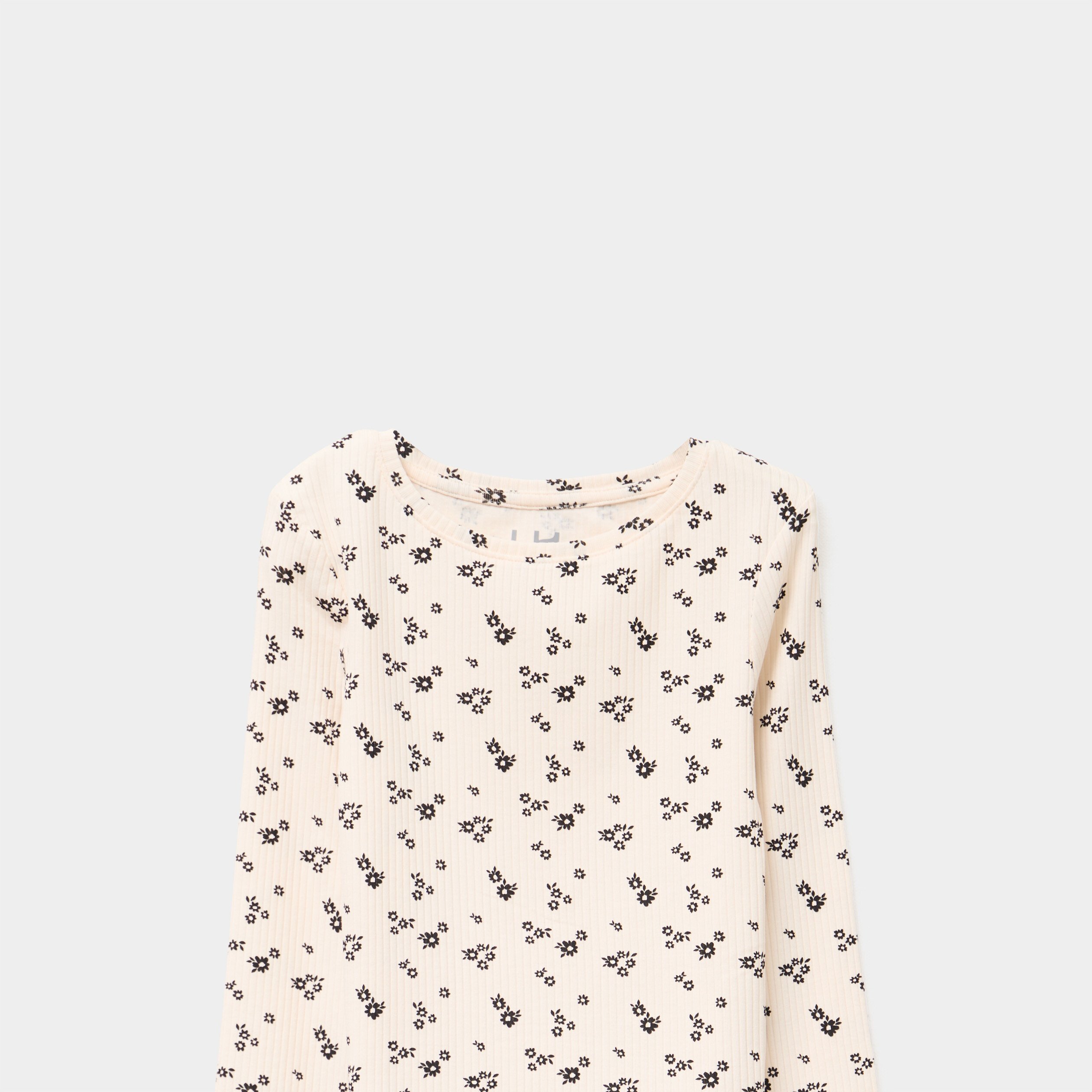 t shirt cotele manches longues coton beige fille T-shirt côtelé manches longues coton beige fille