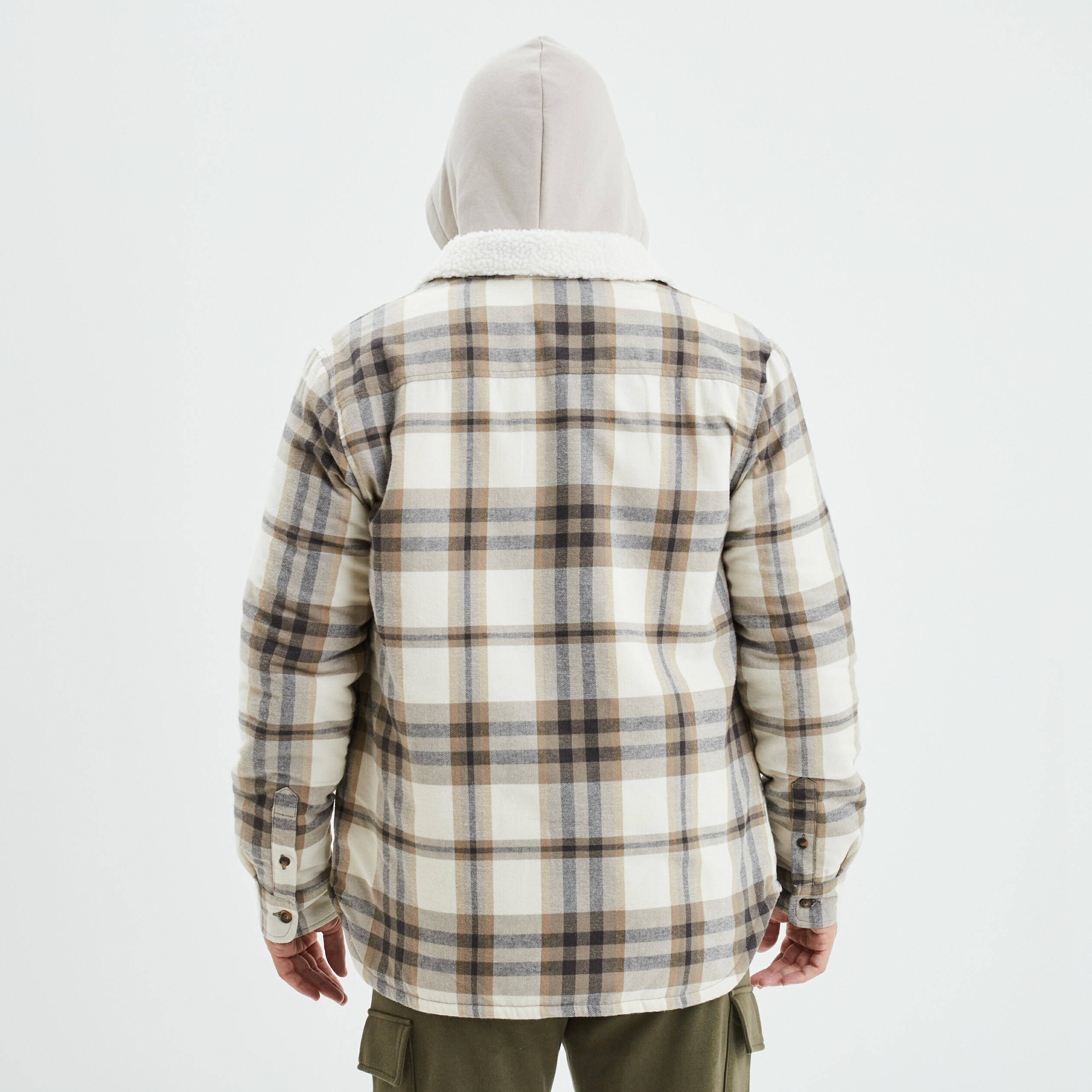 Veste Sur Chemise Homme Beige Surchemise Carreaux Doublée - Main Image