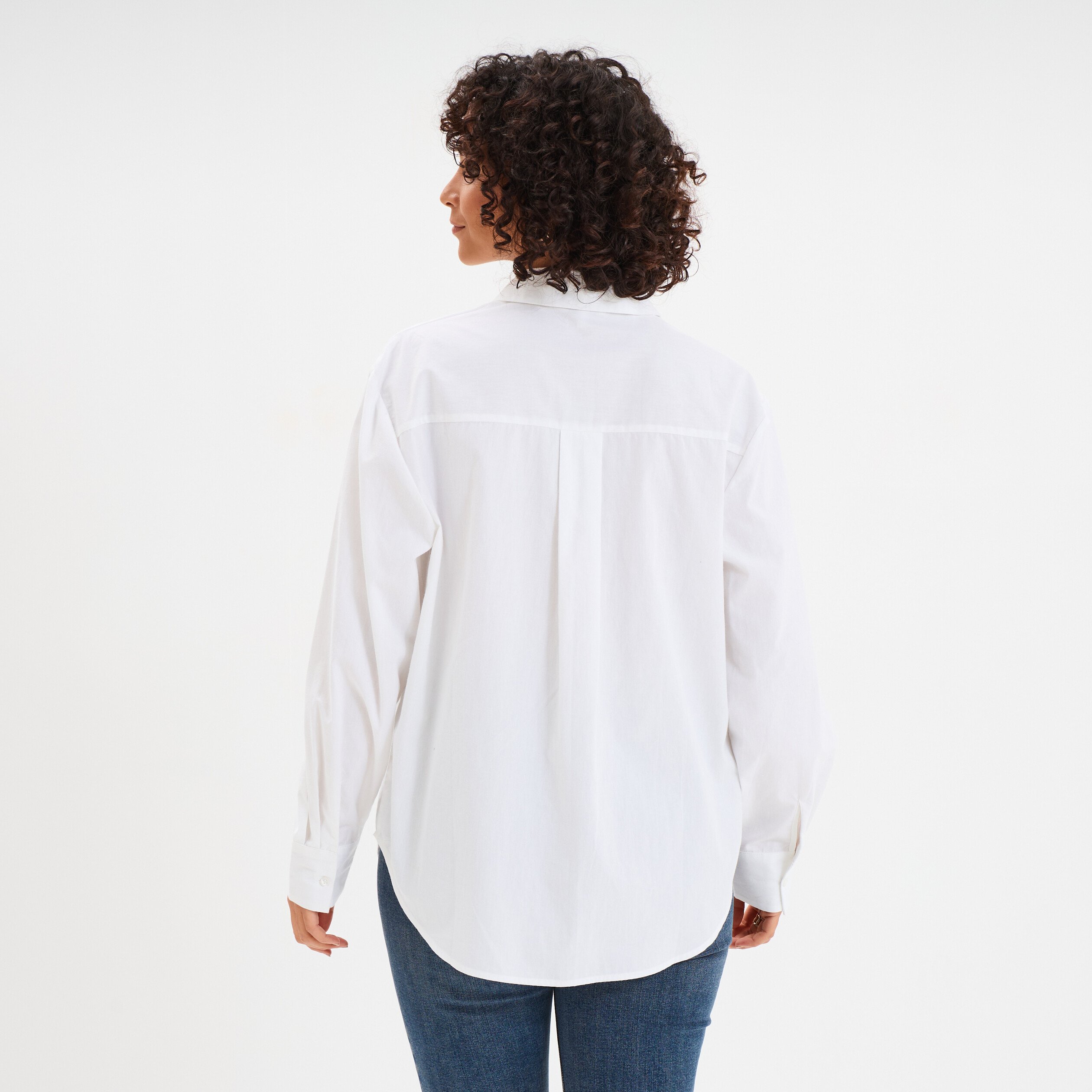 chemise oversize 1 poche coton blanc femme Chemise oversize 1 poche coton blanc femme