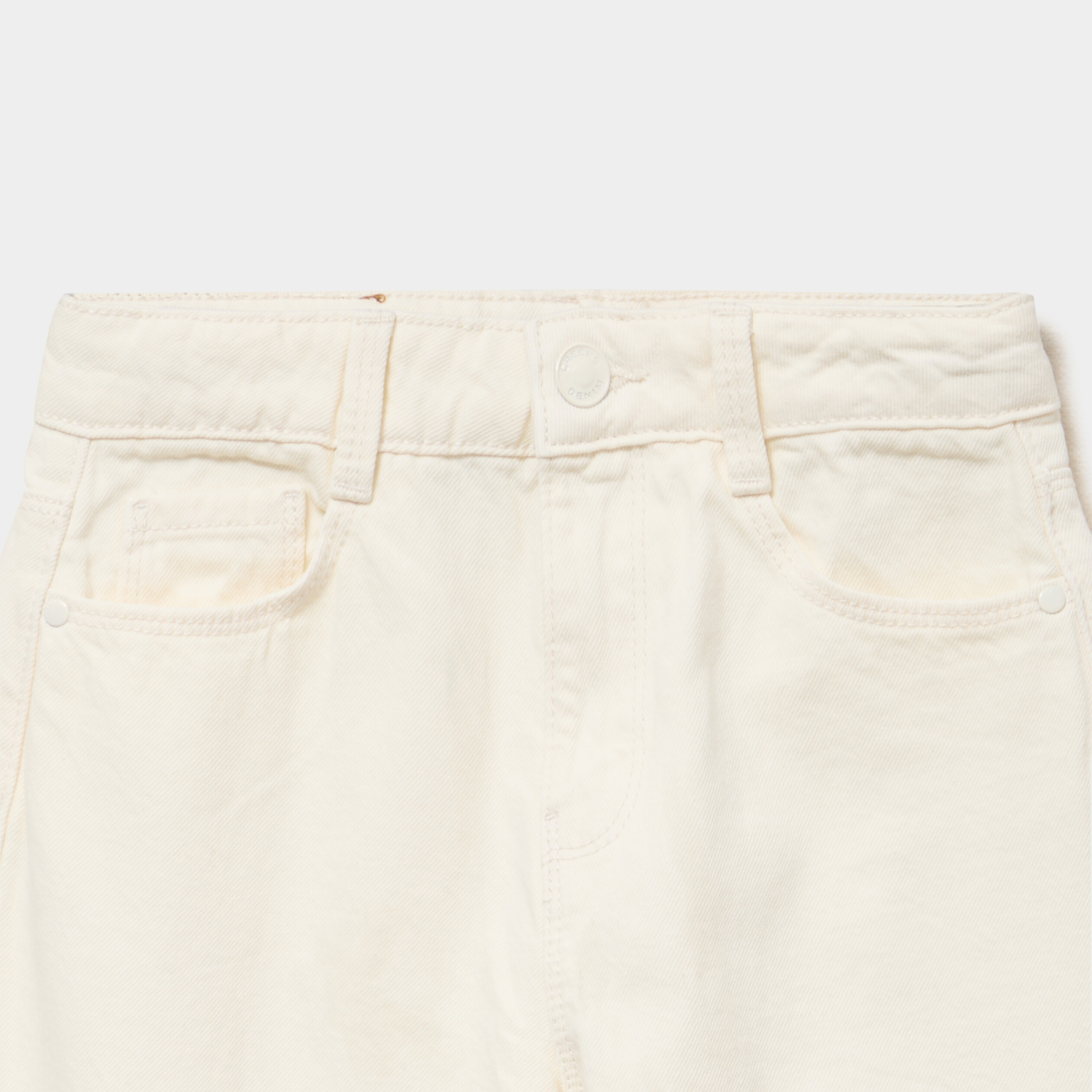 Pantalon coupe large 5 poches coton ecru fille