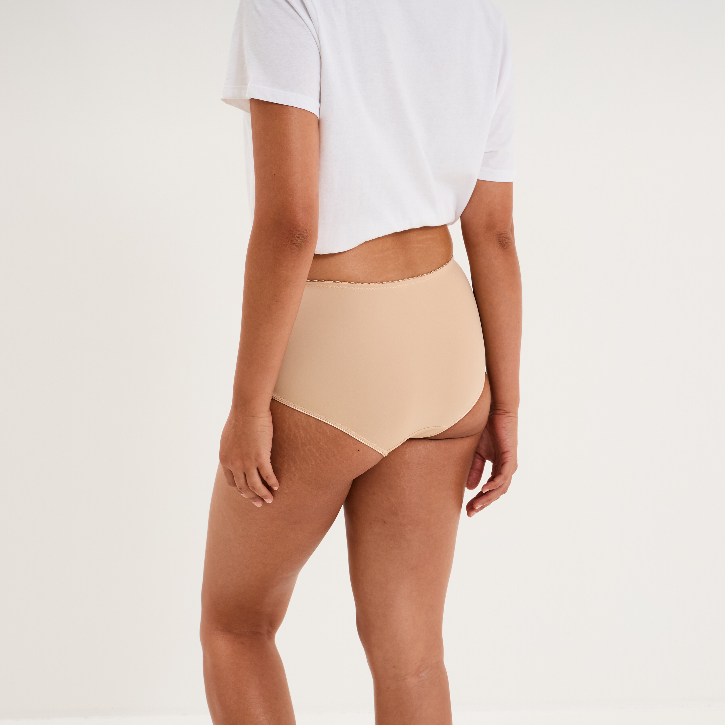 Culotte taille haute beige femme