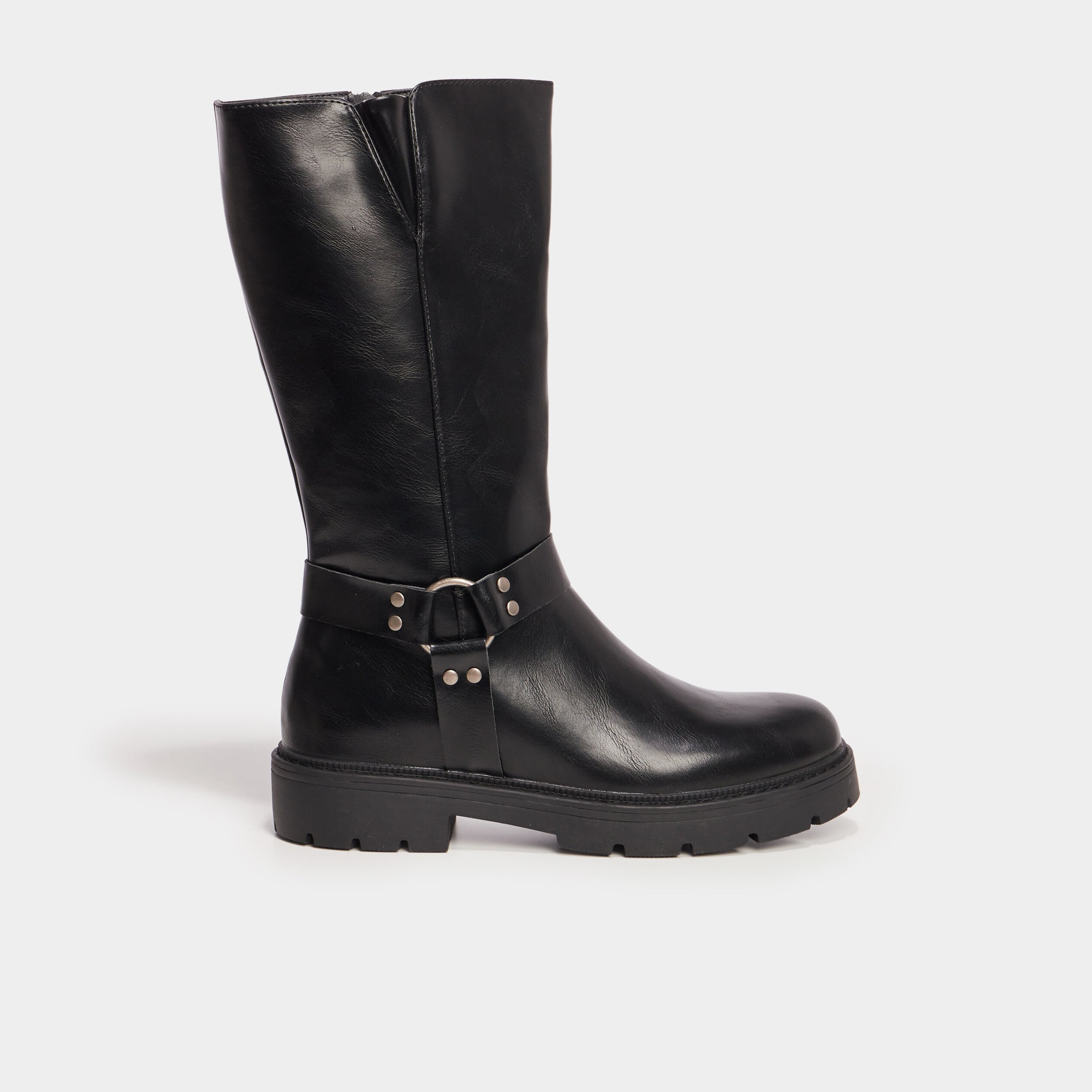 Bottes crant&eacute;es avec boucles noir femme