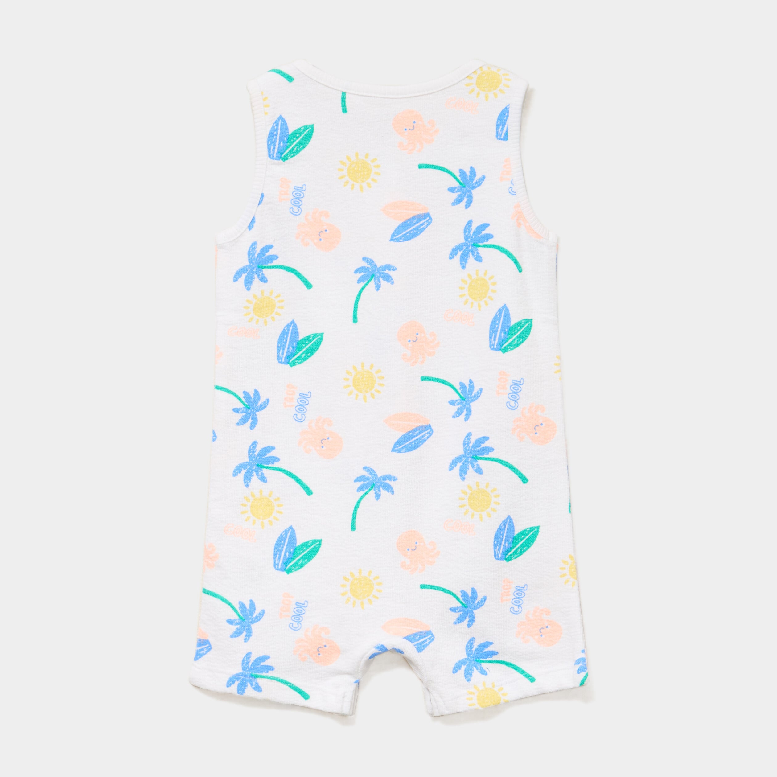 Combishort sans manches coton blanc b&eacute;b&eacute; gar&ccedil;on